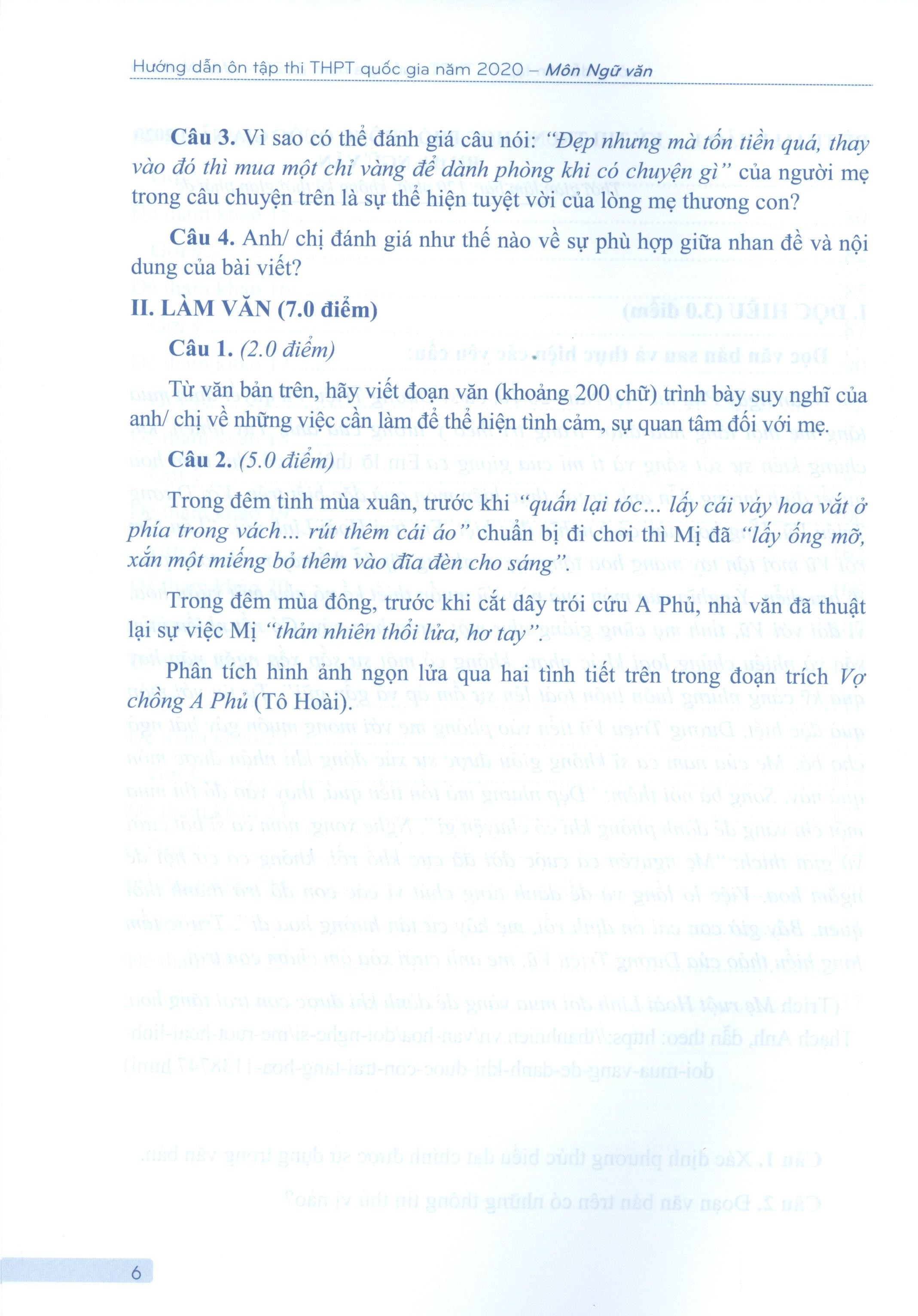 hướng dẫn ôn tập thi thpt quốc gia năm 2020 môn ngữ văn
