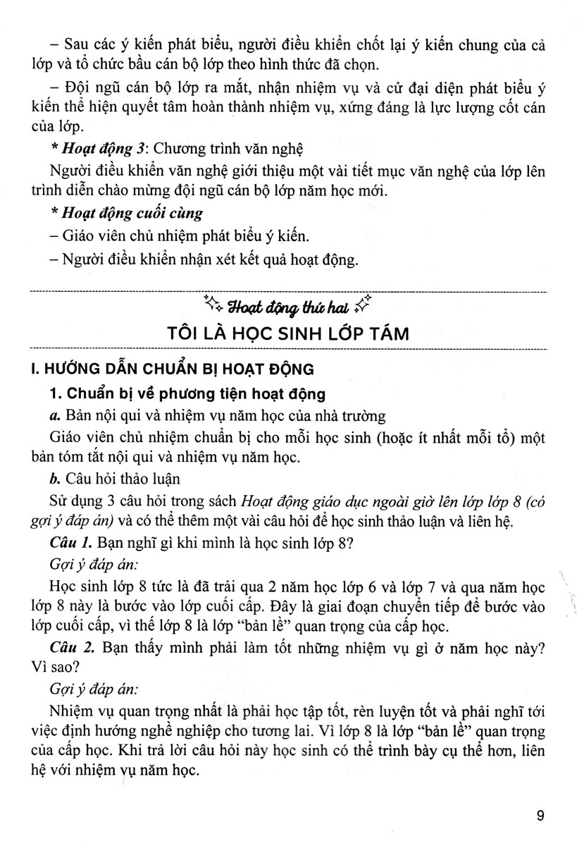 hướng dẫn thực hiện hoạt động giáo dục ngoài giờ lên lớp - lớp 8 (dùng chung cho các bộ sgk hiện hành)