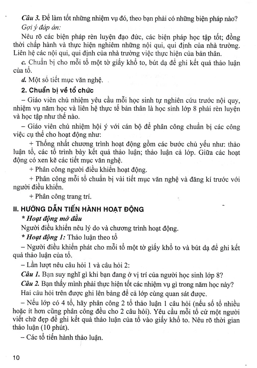 hướng dẫn thực hiện hoạt động giáo dục ngoài giờ lên lớp - lớp 8 (dùng chung cho các bộ sgk hiện hành)