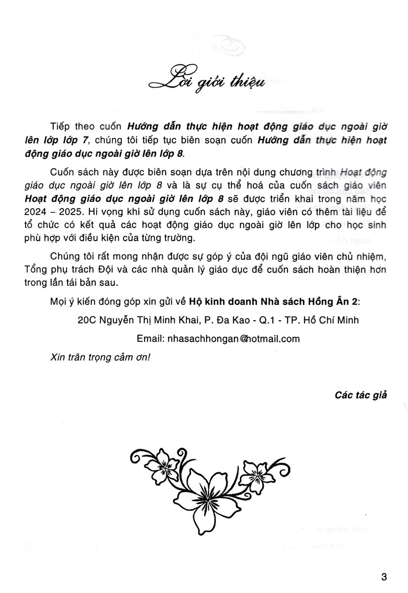 hướng dẫn thực hiện hoạt động giáo dục ngoài giờ lên lớp - lớp 8 (dùng chung cho các bộ sgk hiện hành)