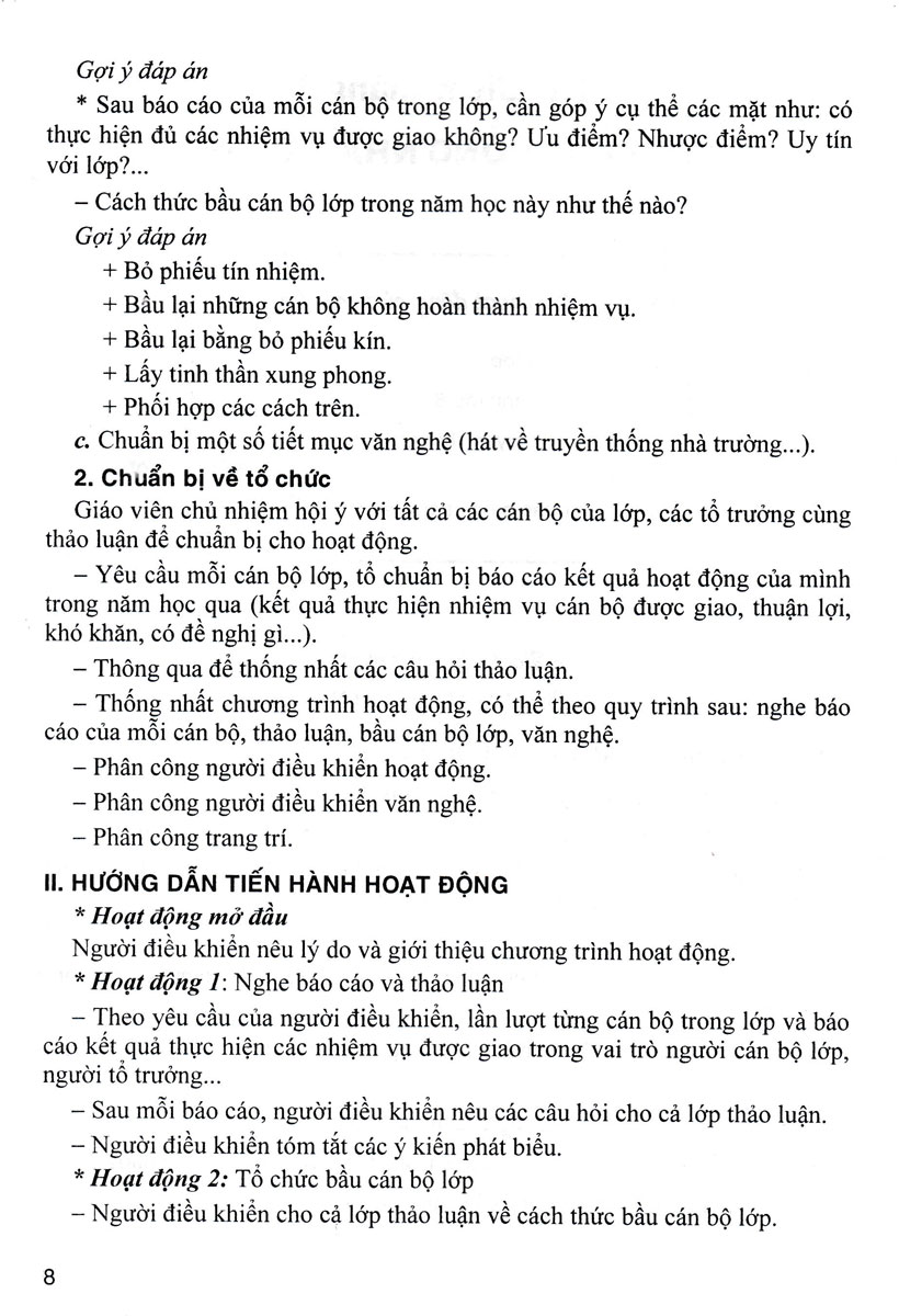 hướng dẫn thực hiện hoạt động giáo dục ngoài giờ lên lớp - lớp 8 (dùng chung cho các bộ sgk hiện hành)