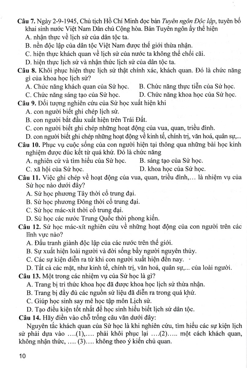 hướng dẫn trả lời câu hỏi tự luận và trắc nghiệm lịch sử 10 (biên soạn theo chương trình giáo dục phổ thông mới - định hướng phát triển năng lực)