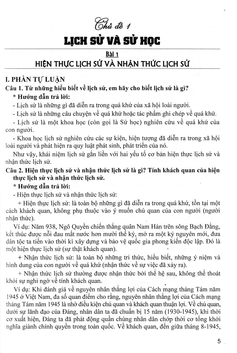 hướng dẫn trả lời câu hỏi tự luận và trắc nghiệm lịch sử 10 (biên soạn theo chương trình giáo dục phổ thông mới - định hướng phát triển năng lực)