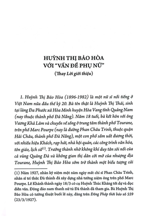 huỳnh thị bảo hòa - vấn đề phụ nữ ở nước ta