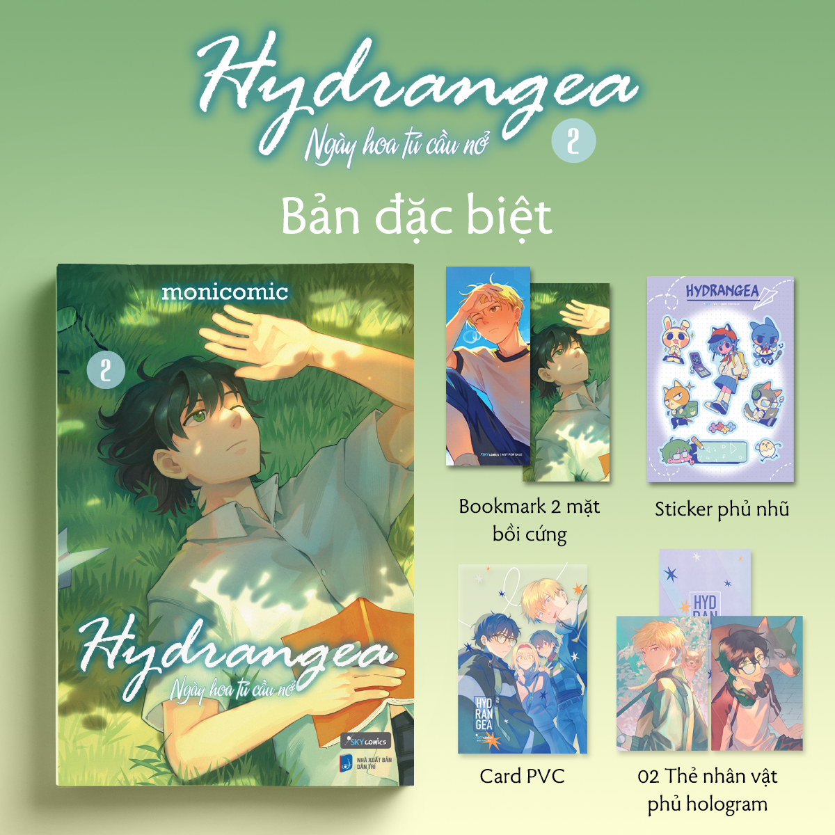 hydrangea - ngày hoa tú cầu nở - tập 2 - bản đặc biệt - tặng kèm 1 bookmark 2 mặt bồi cứng + 1 sticker phủ nhũ + 2 thẻ nhân vật phủ ảnh ba chiều + 1 thẻ pvc