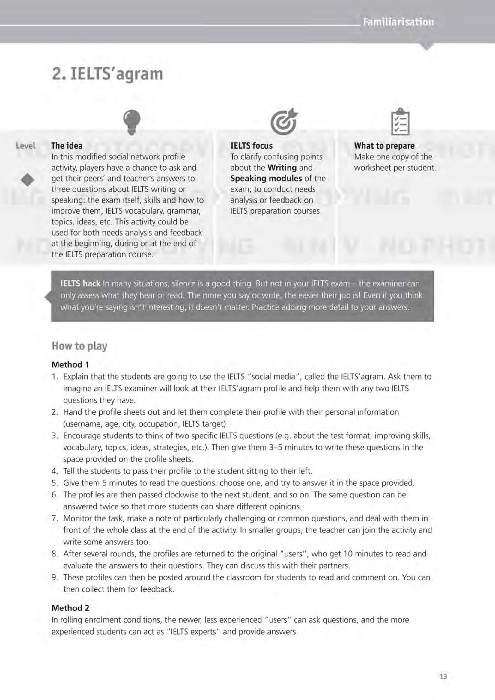 ielts games and activities - speaking and writing