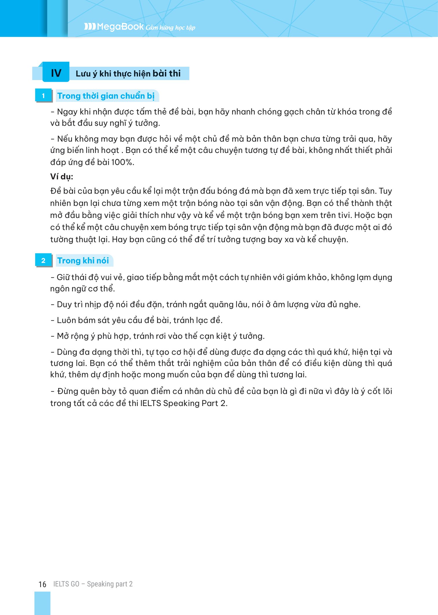 ielts go - speaking part 2 - ý tưởng hay để trả lời tất cả các câu hỏi