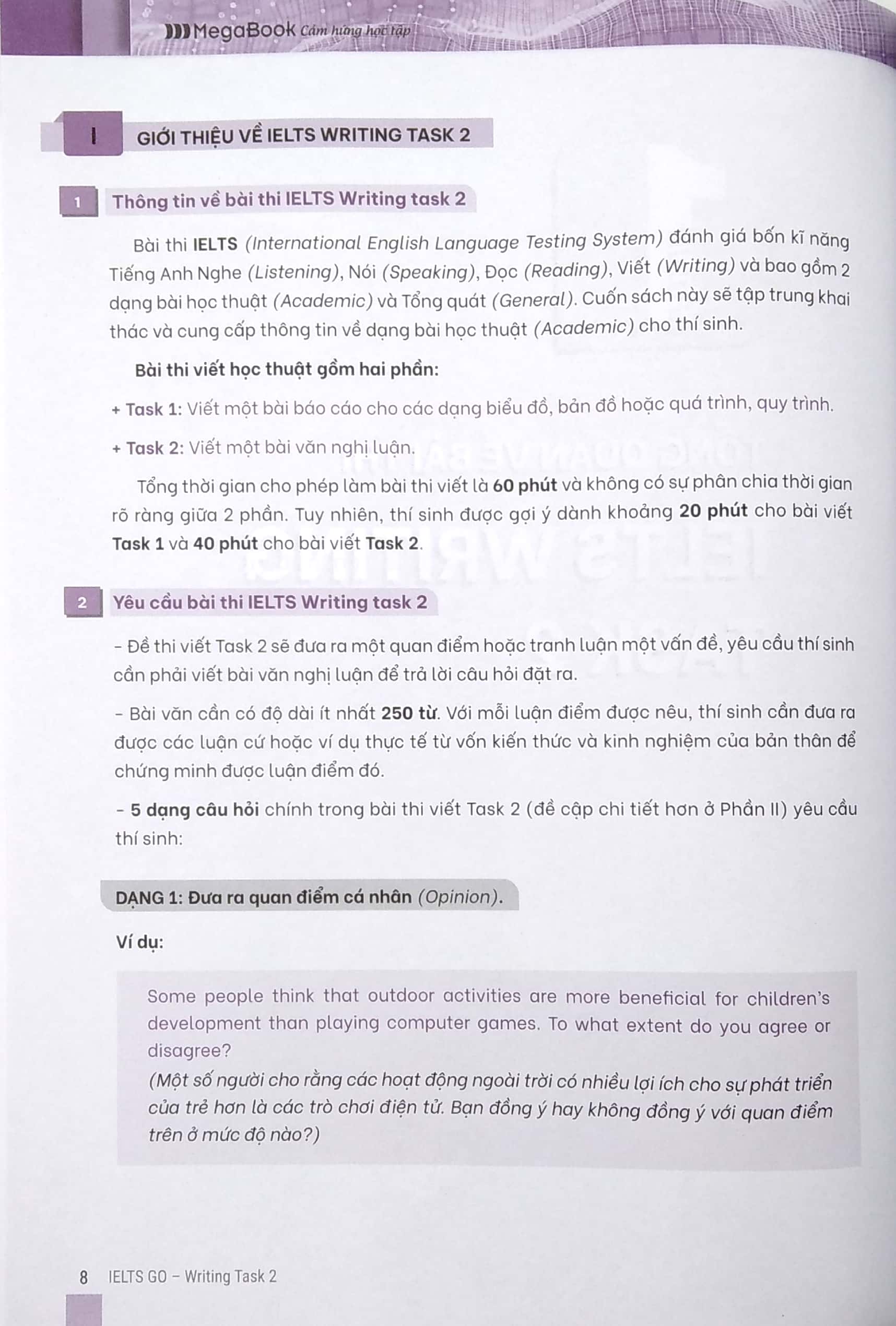 ielts go - writing task 2 - dàn ý mẫu cho tất cả các dạng bài