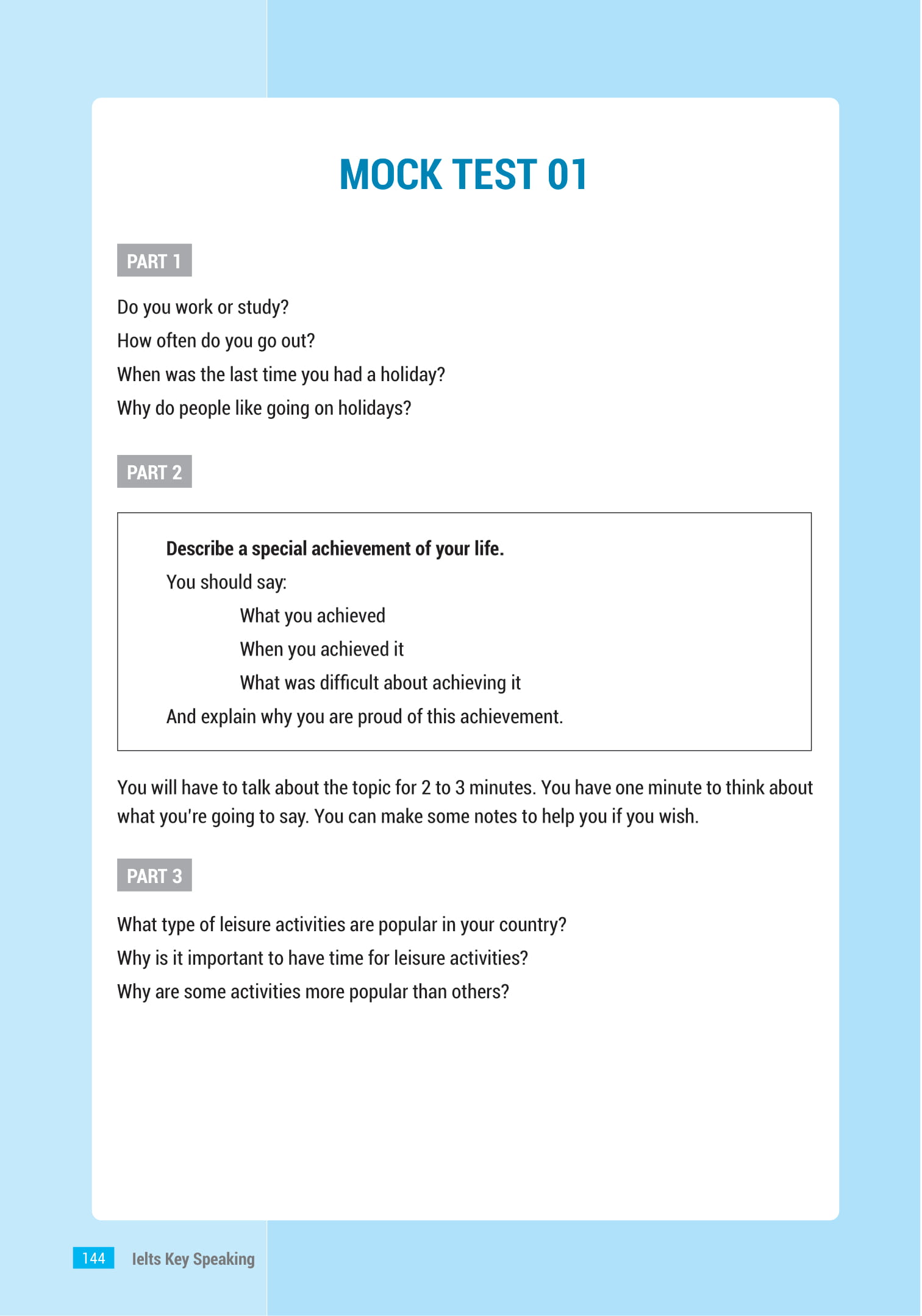 ielts key speaking - công thức học nhanh ielts - speaking part 1, 2, 3