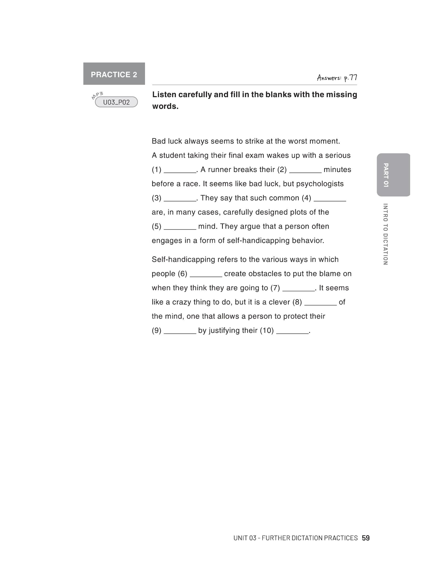 ielts listening dictation