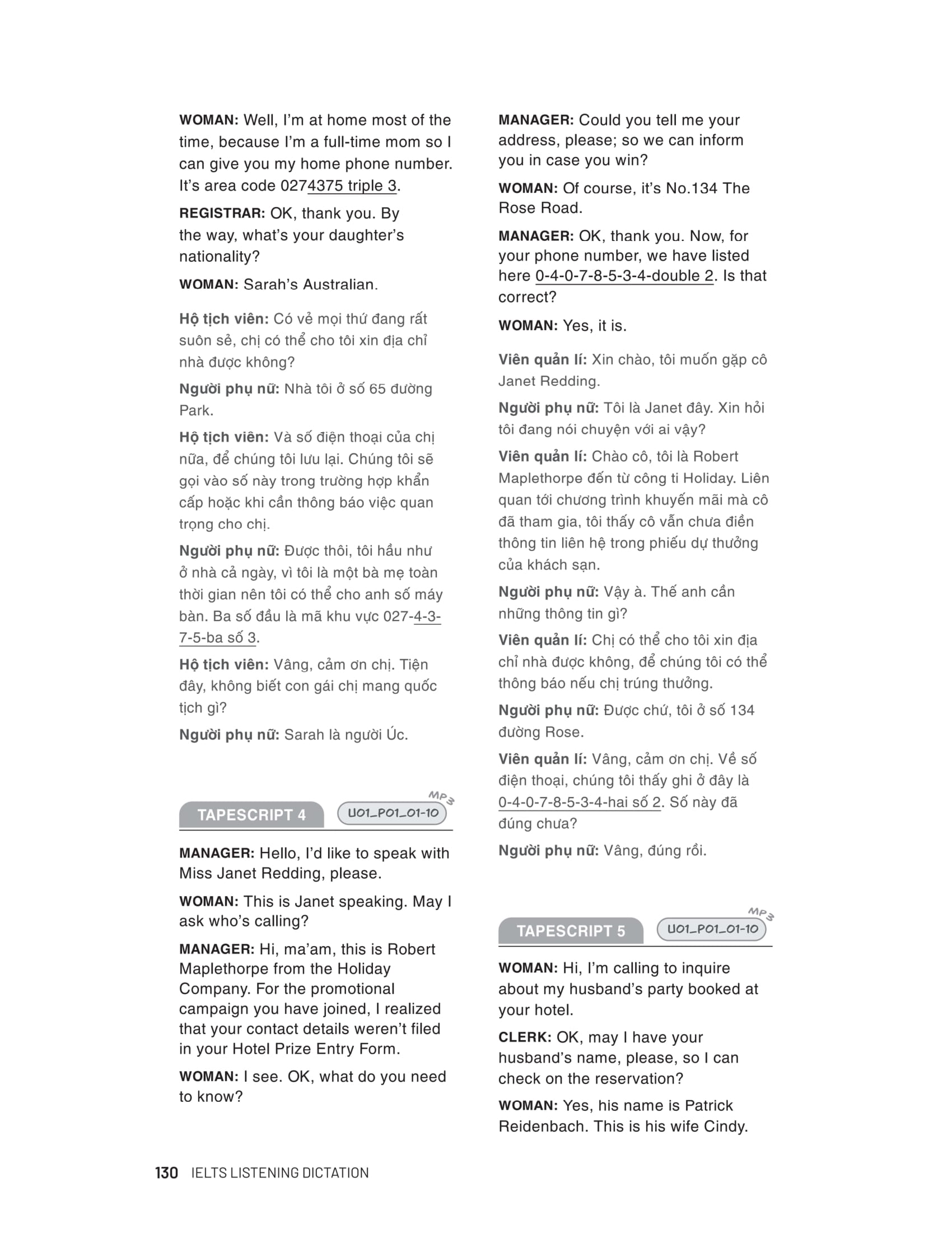 ielts listening dictation