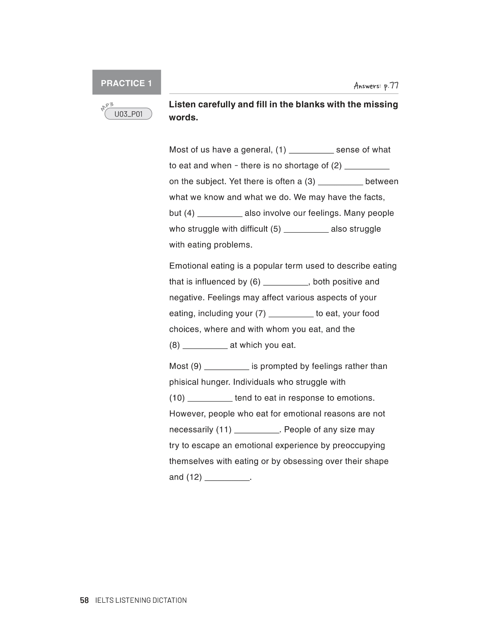 ielts listening dictation