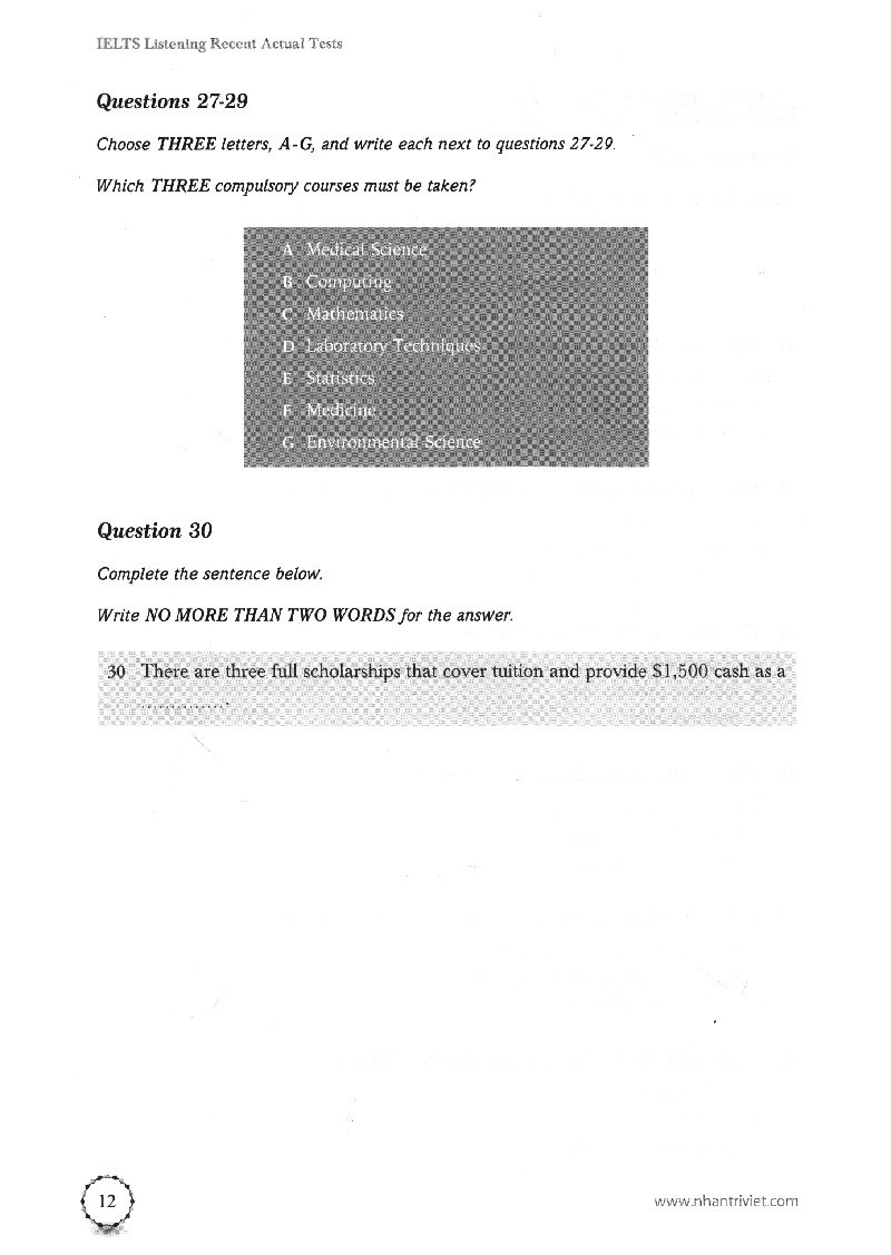 ielts listening recent actual tests