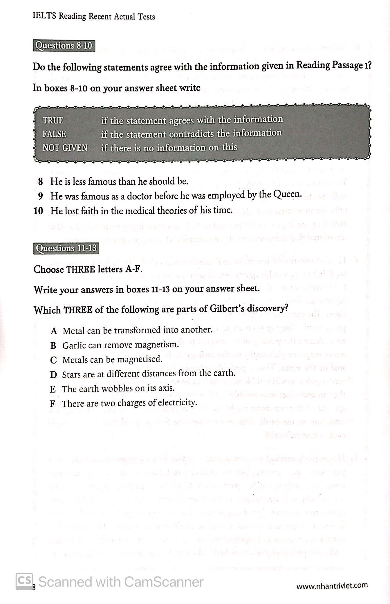 ielts reading recent actual tests