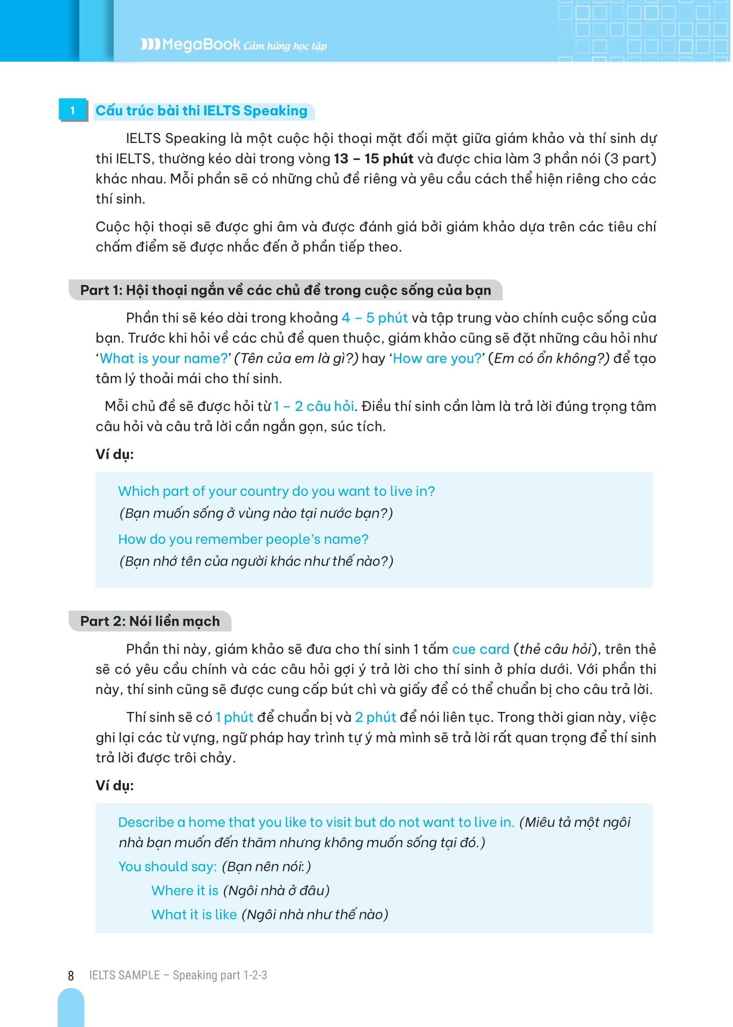 ielts sample speaking part 1-2-3 tuyển tập câu trả lời mẫu hay nhất