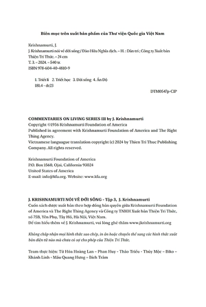 j. krishnamurti nói về đời sống - tập 3