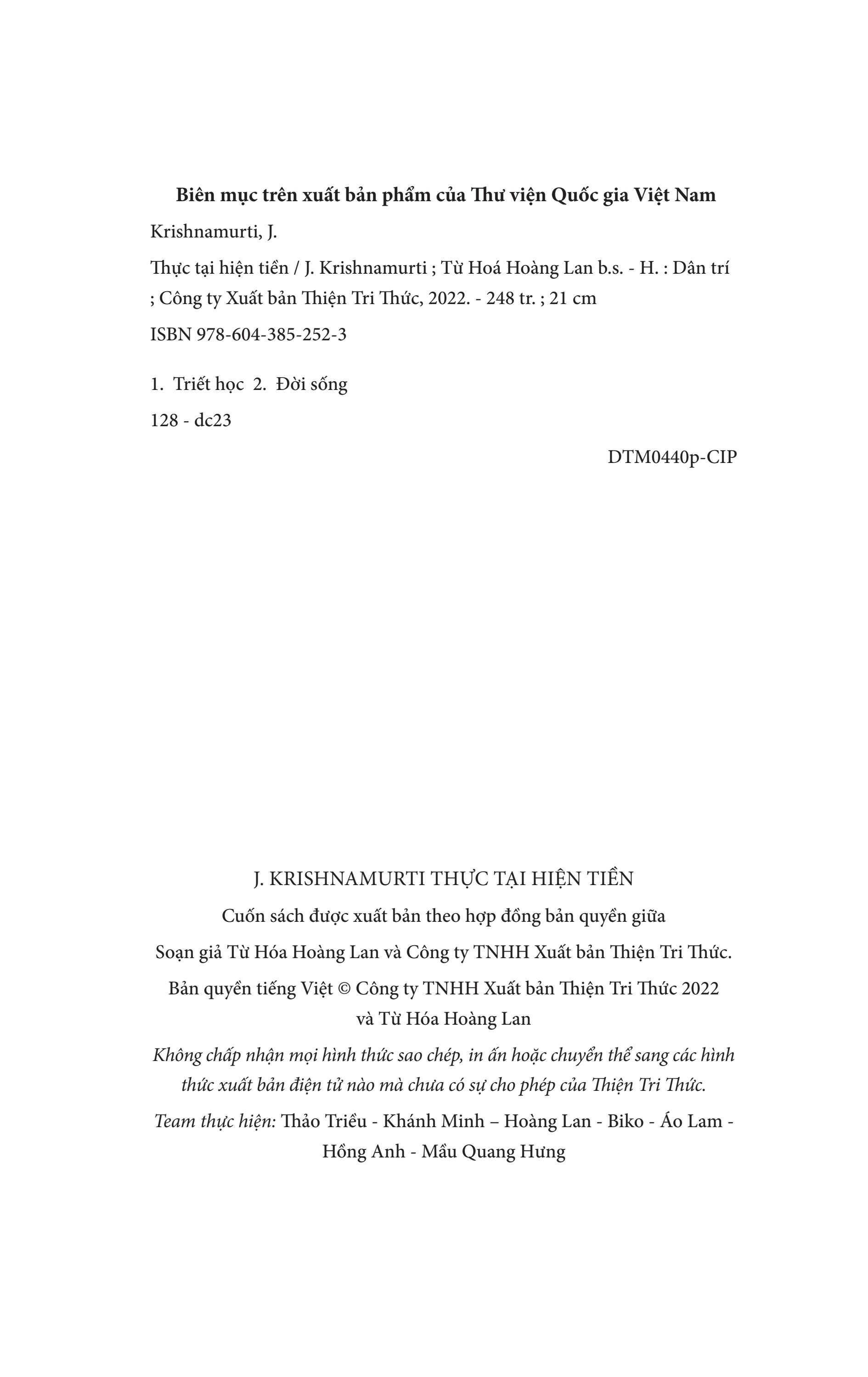 j. krishnamurti thực tại hiện tiền