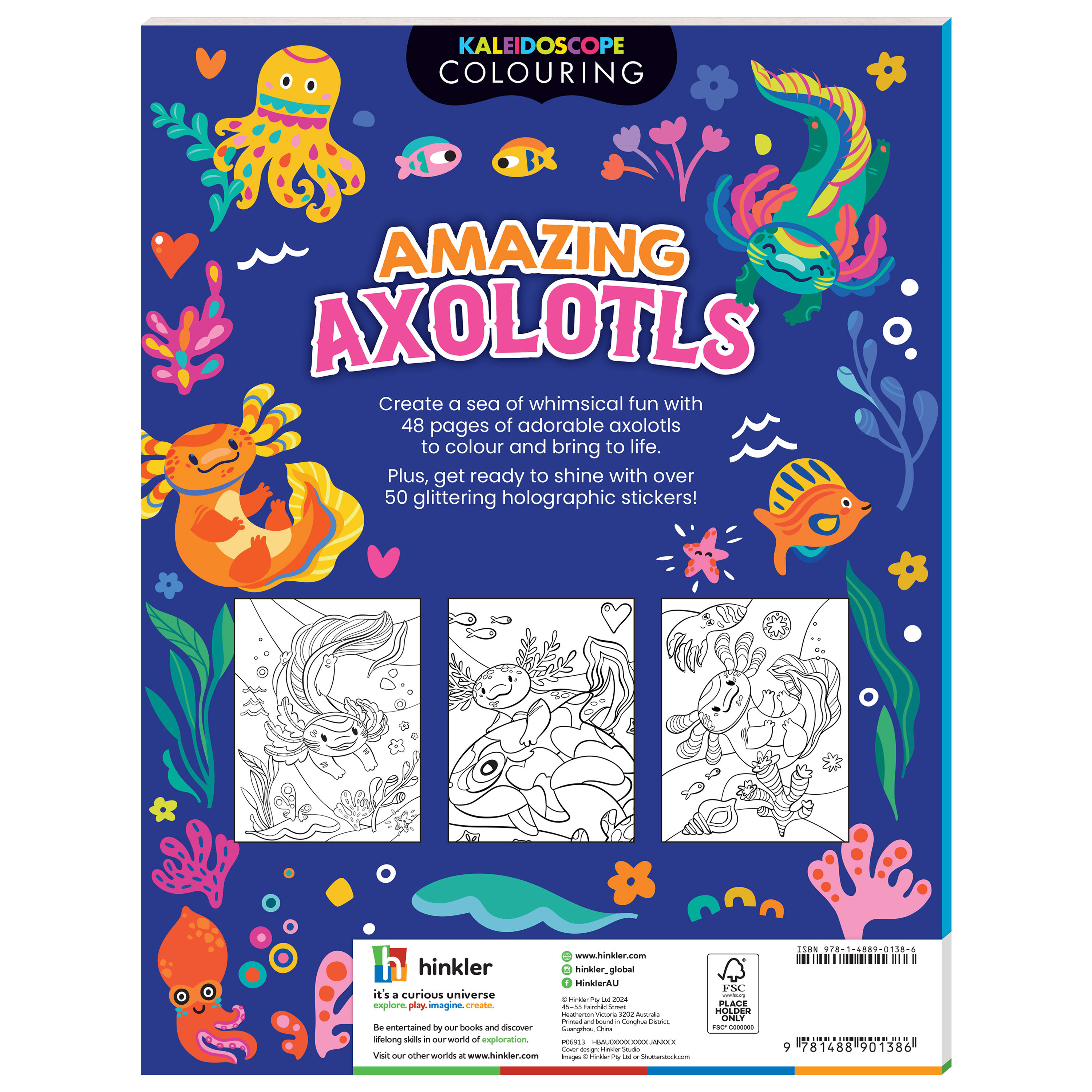 kaleidoscope sticker colouring awesome axolotls