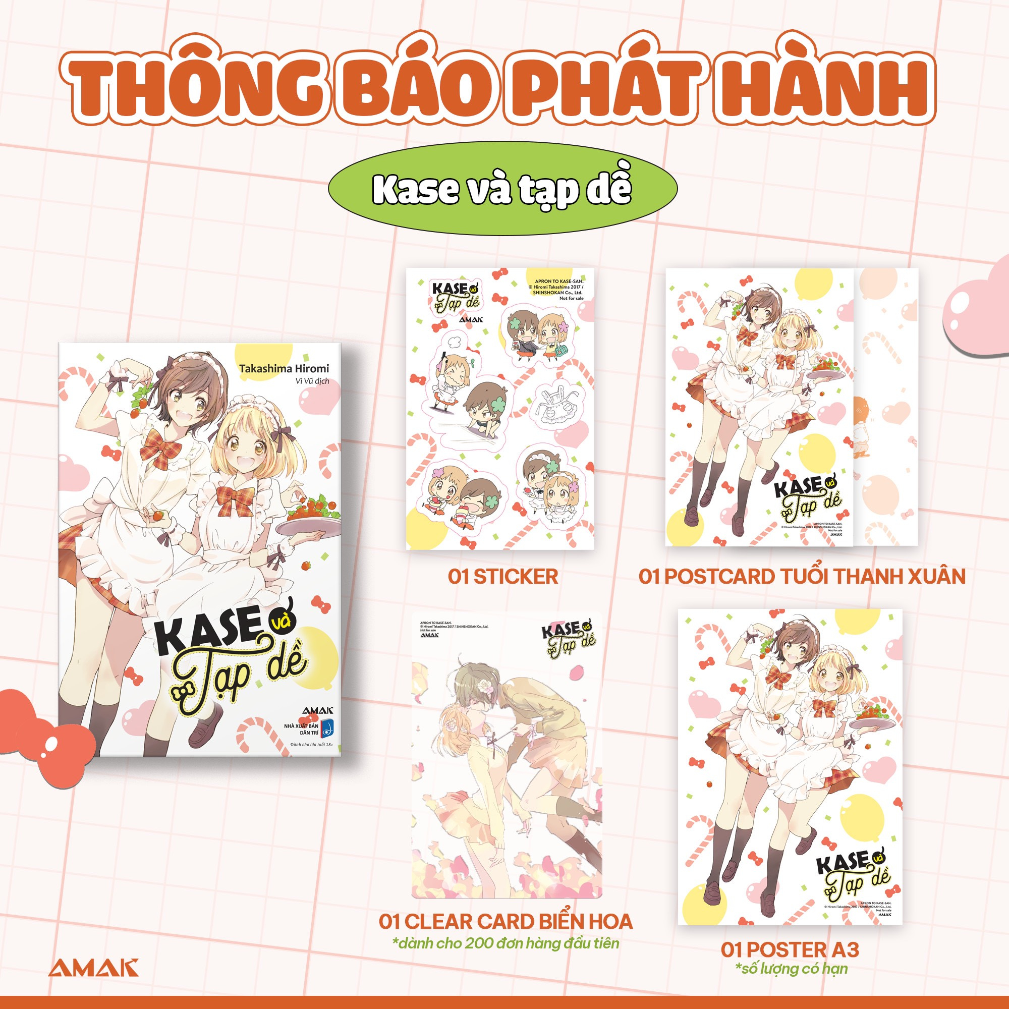 kase và tạp dề - tặng kèm postcard hai mặt “tuổi thanh xuân” + sticker chibi + clearcard “biển hoa” + poster a3