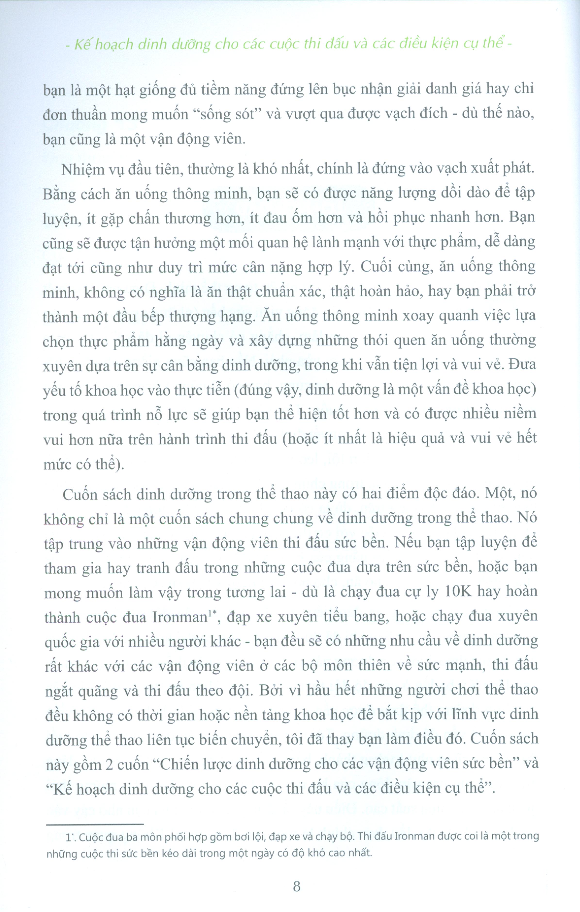 kế hoạch dinh dưỡng cho các cuộc thi đấu và các điều kiện cụ thể