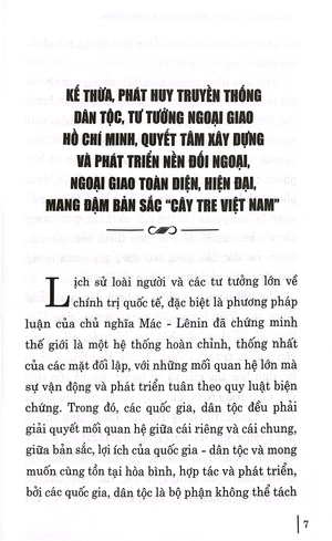kế thừa, phát huy truyền thống dân tộc, tư tưởng ngoại giao hồ chí minh, quyết tâm xây dựng và phát triển nền đối ngoại, ngoại giao toàn diện, hiện đại mang đậm bản sắc "cây tre việt nam"