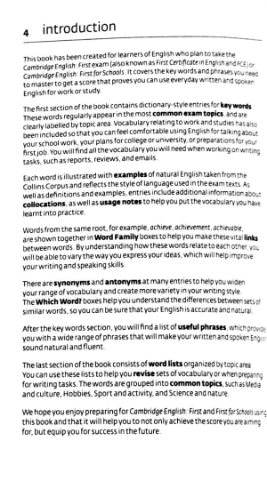 key words for cambridge english first