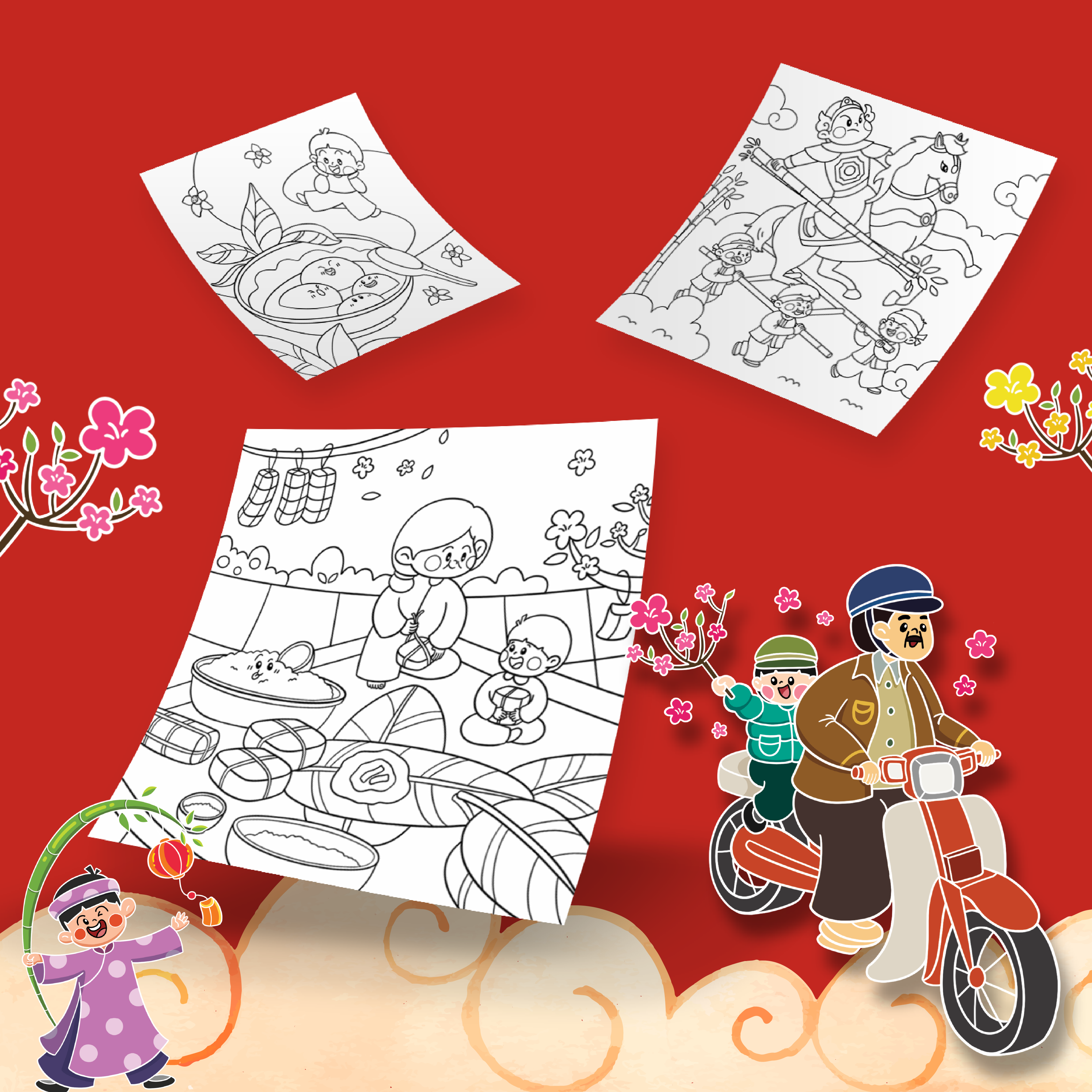 Khám Phá Lễ Hội Truyền Thống Việt Nam - Tô Màu Ngày Tết - Tặng Kèm Sticker