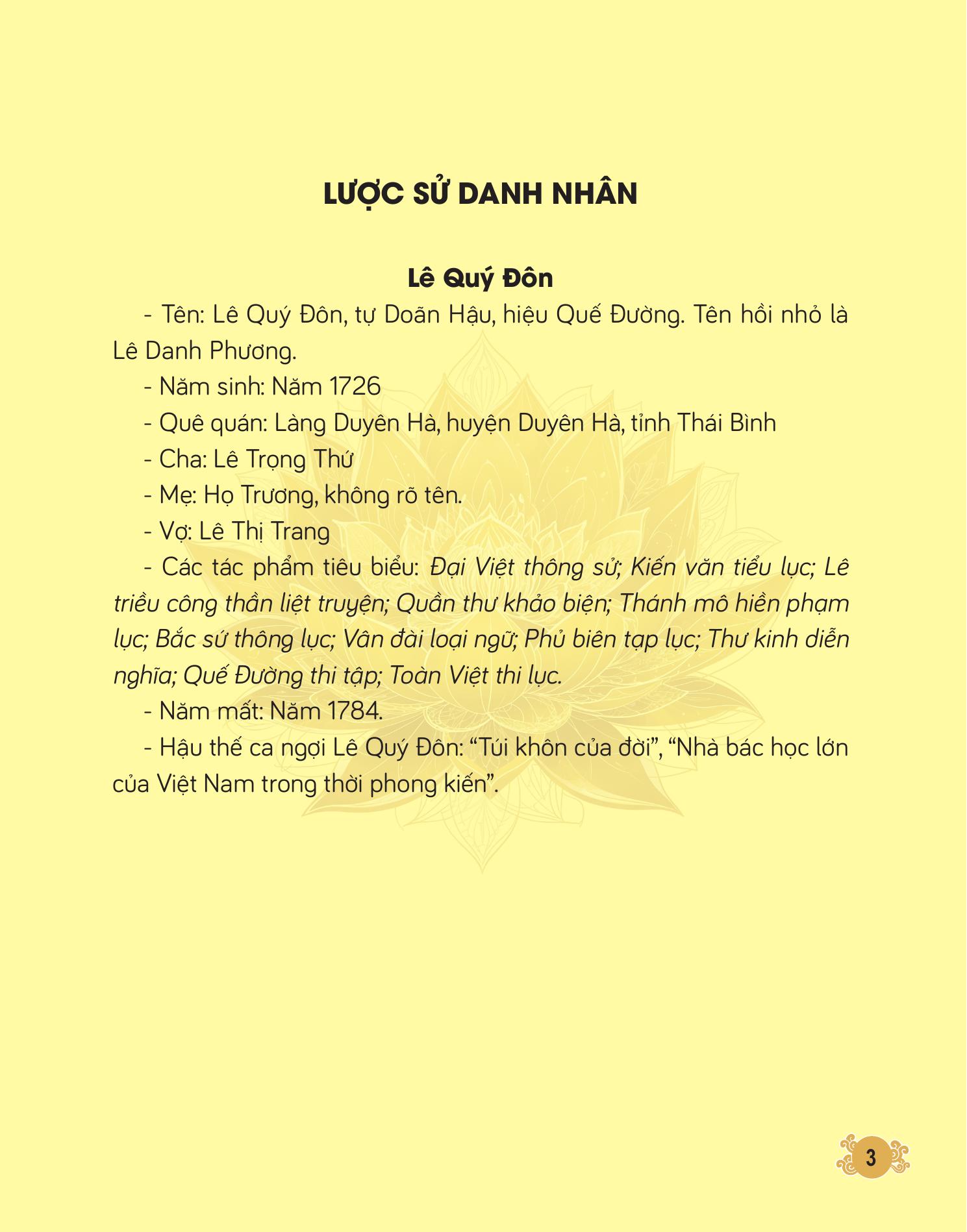 khí phách lạc hồng - lê quý đôn - nhà bác học lỗi lạc thời phong kiến