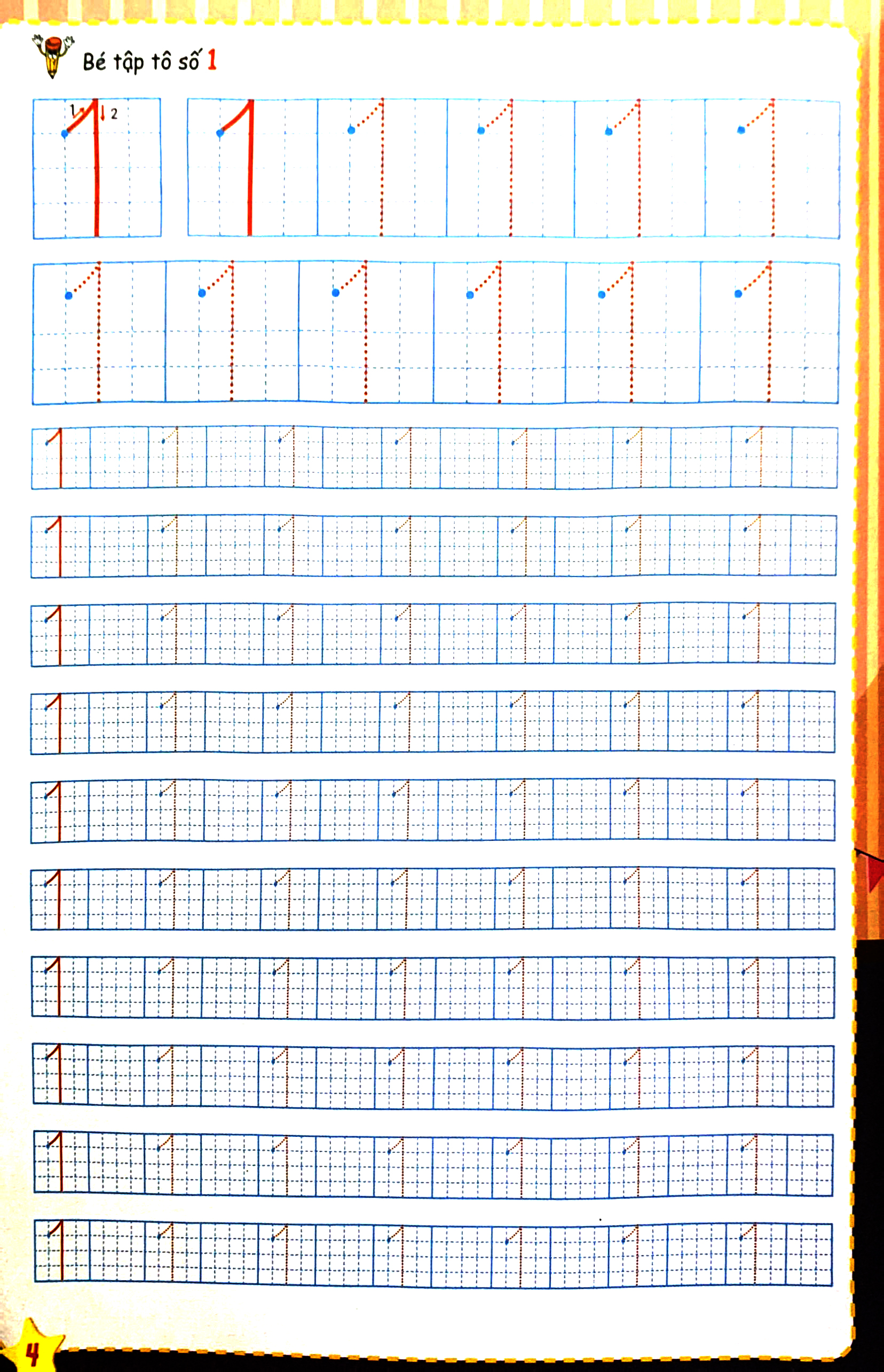 khởi đầu cho bé vào lớp 1 - bé tập tô chữ số