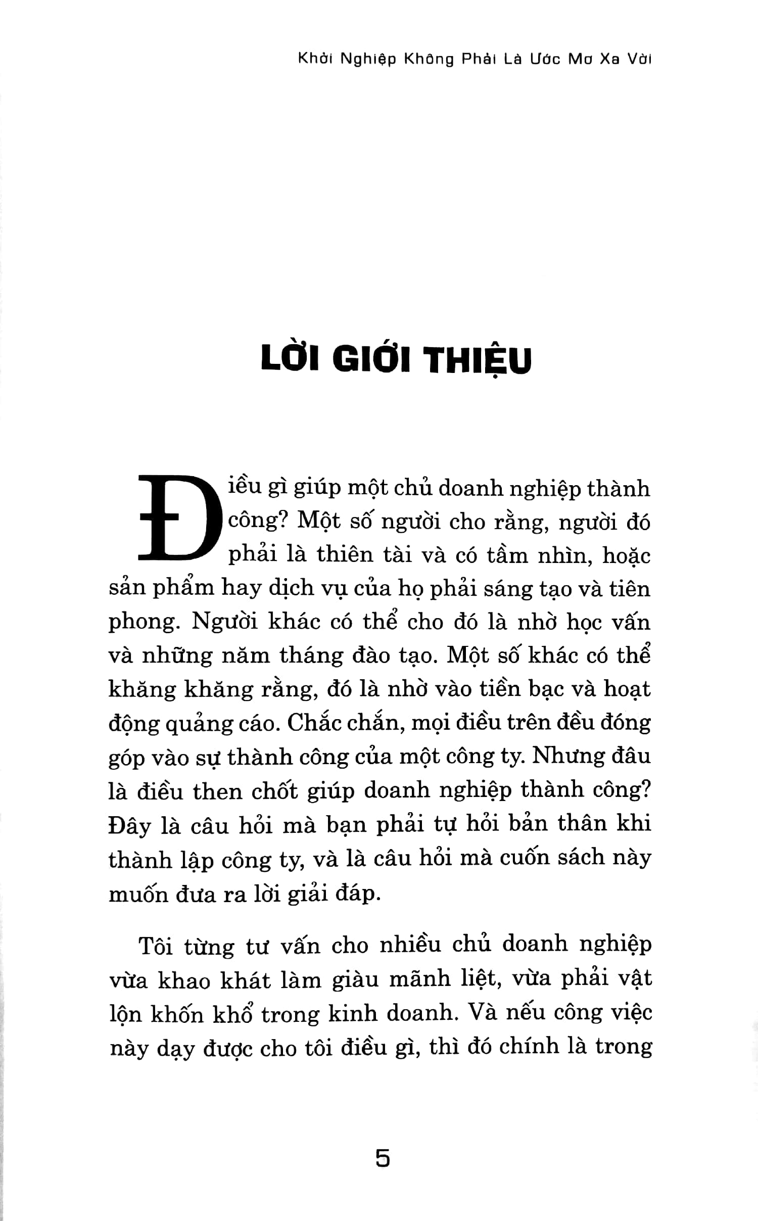 khởi nghiệp không phải là ước mơ xa vời
