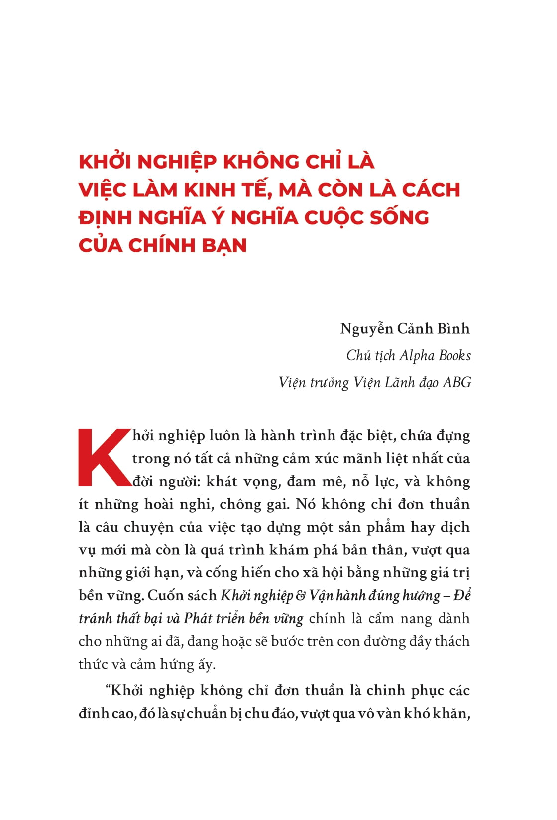 khởi nghiệp và vận hành đúng hướng