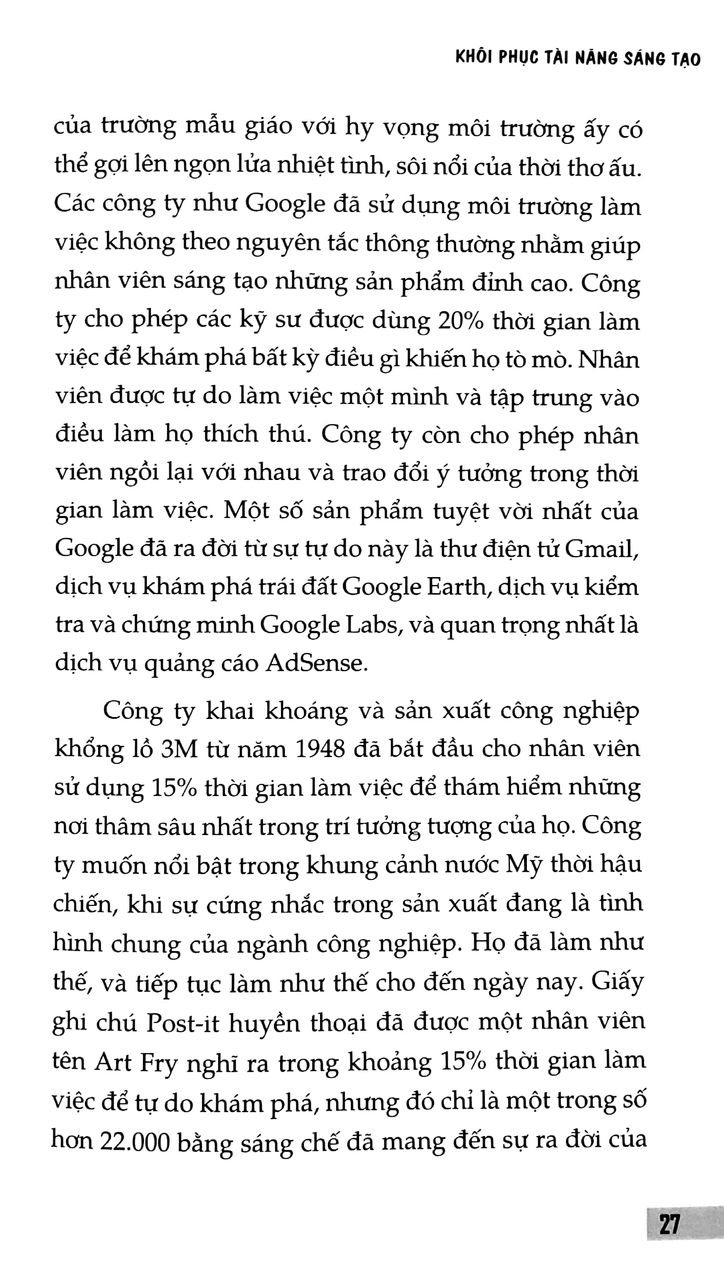 khôi phục tài năng sáng tạo