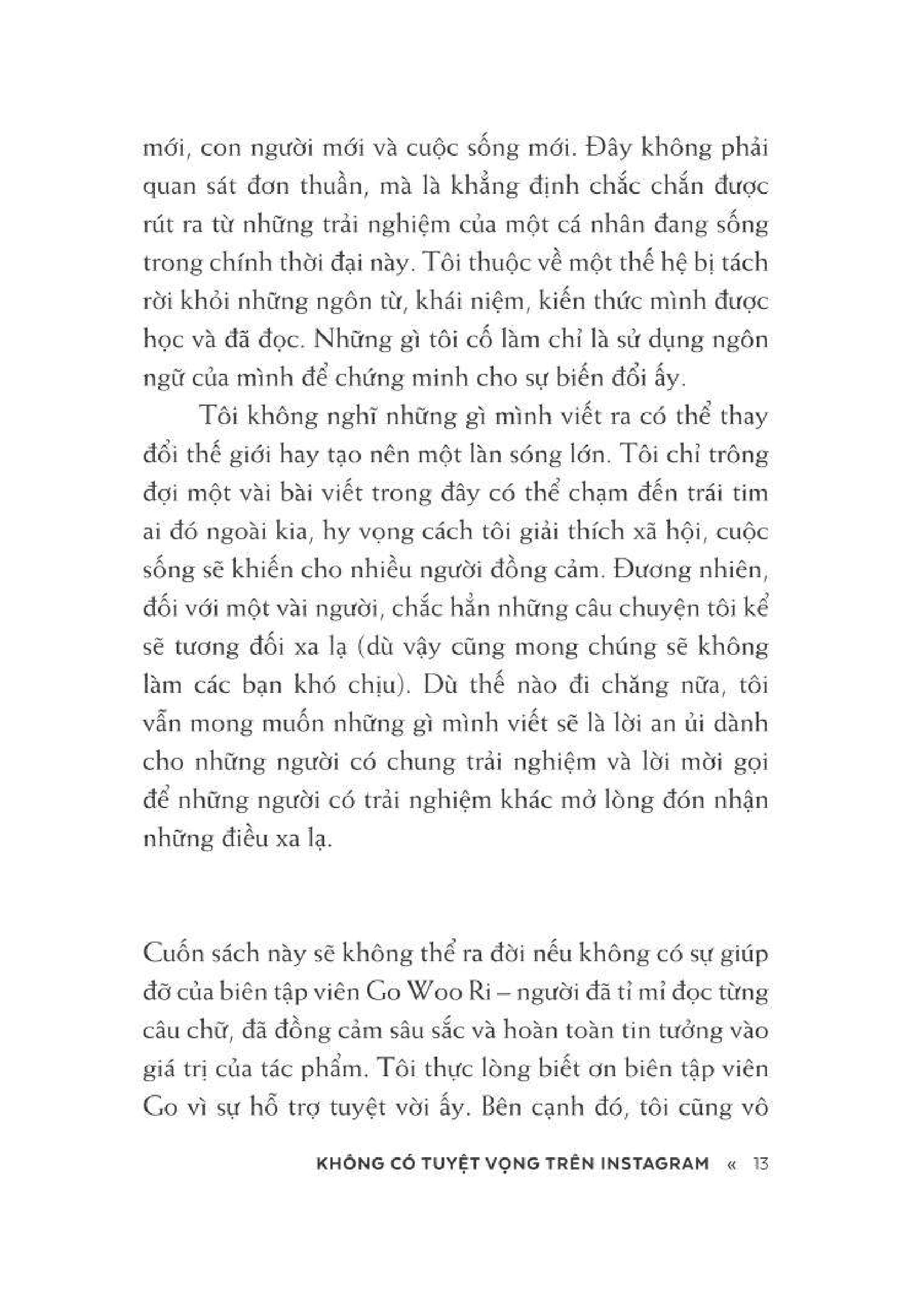 không có tuyệt vọng trên instagram