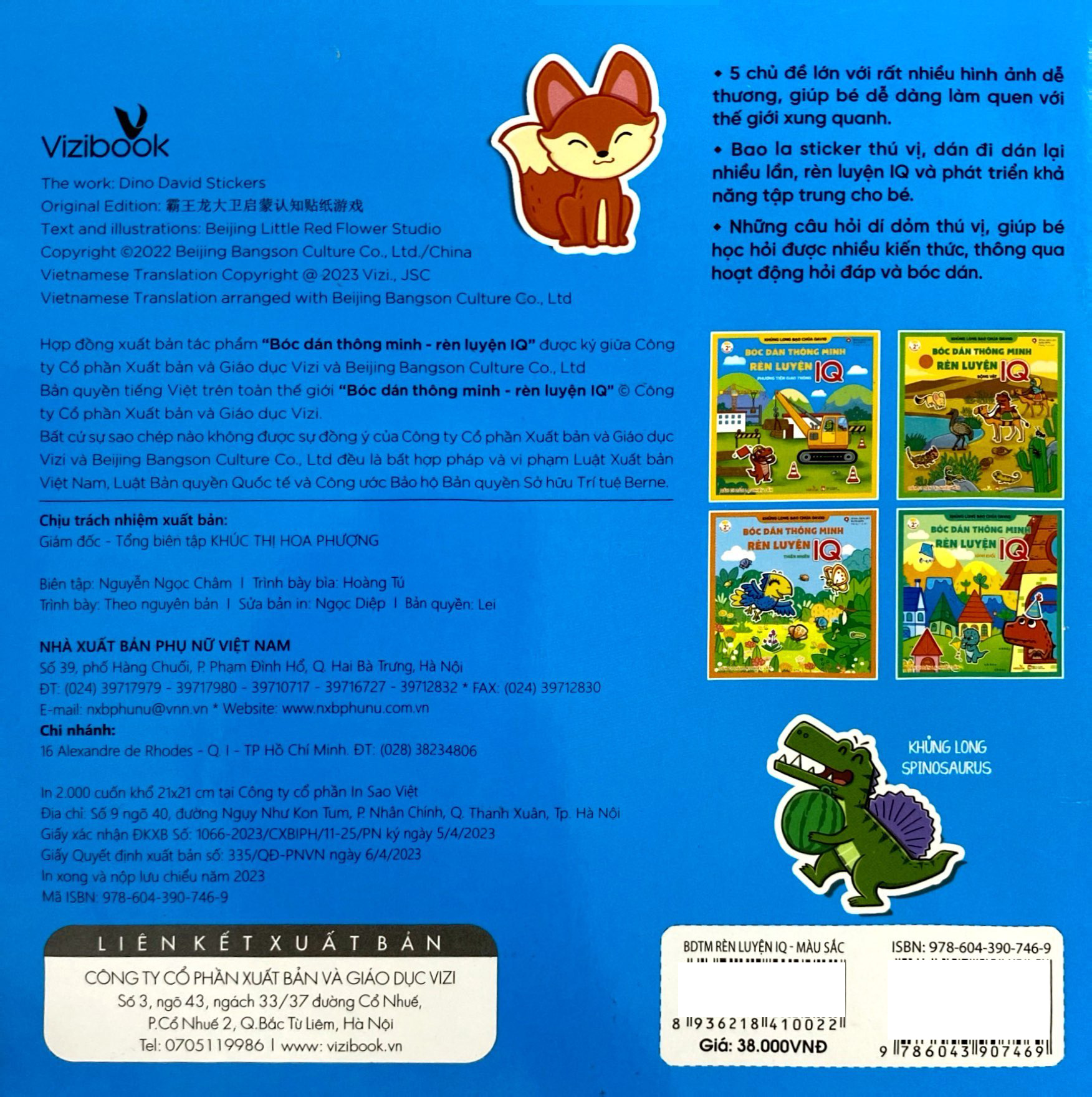 khủng long bạo chúa david - bóc dán thông minh rèn luyện iq - sắc màu