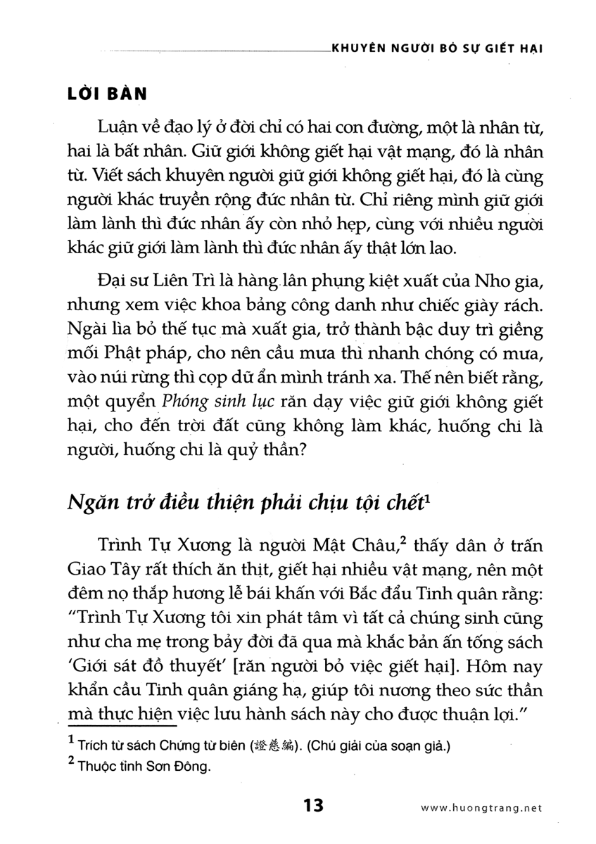 khuyên người bỏ sự giết hại