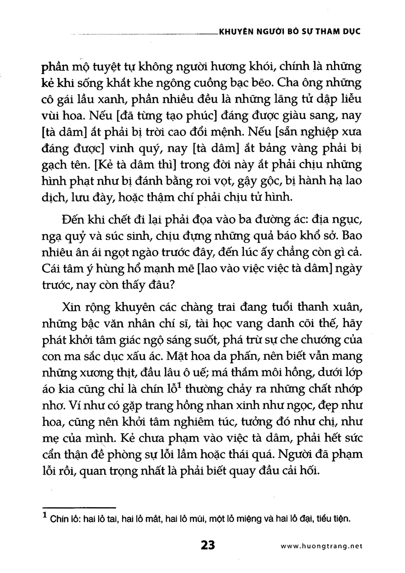 khuyên người bỏ sự tham dục