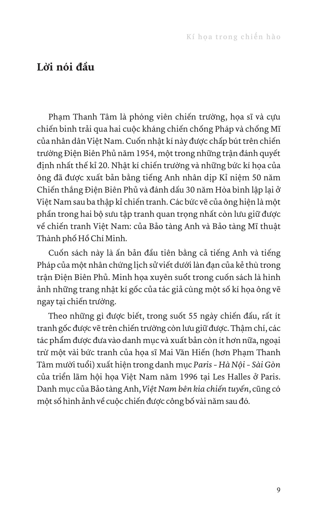 kỉ niệm 70 năm chiến thắng điện biên phủ - kí hoạ trong chiến hào - nhật kí chiến tranh của một người lính trẻ trong chiến dịch điện biên phủ - bìa cứng