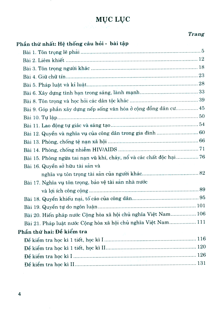 kiểm tra, đánh giá giáo dục công dân 8 (dùng chung cho các bộ sgk hiện hành)