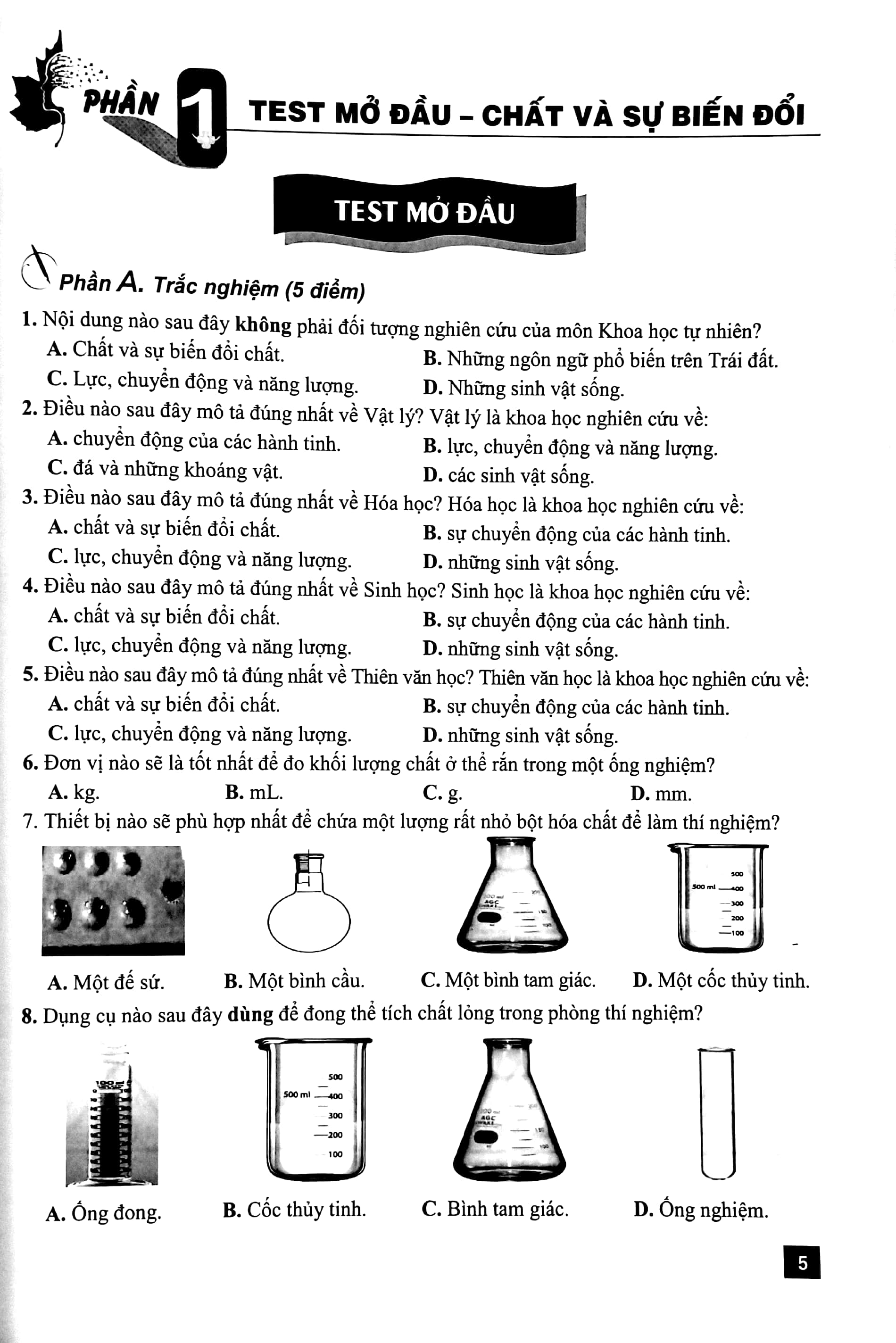 kiểm tra, đánh giá môn khoa học tự nhiên 6