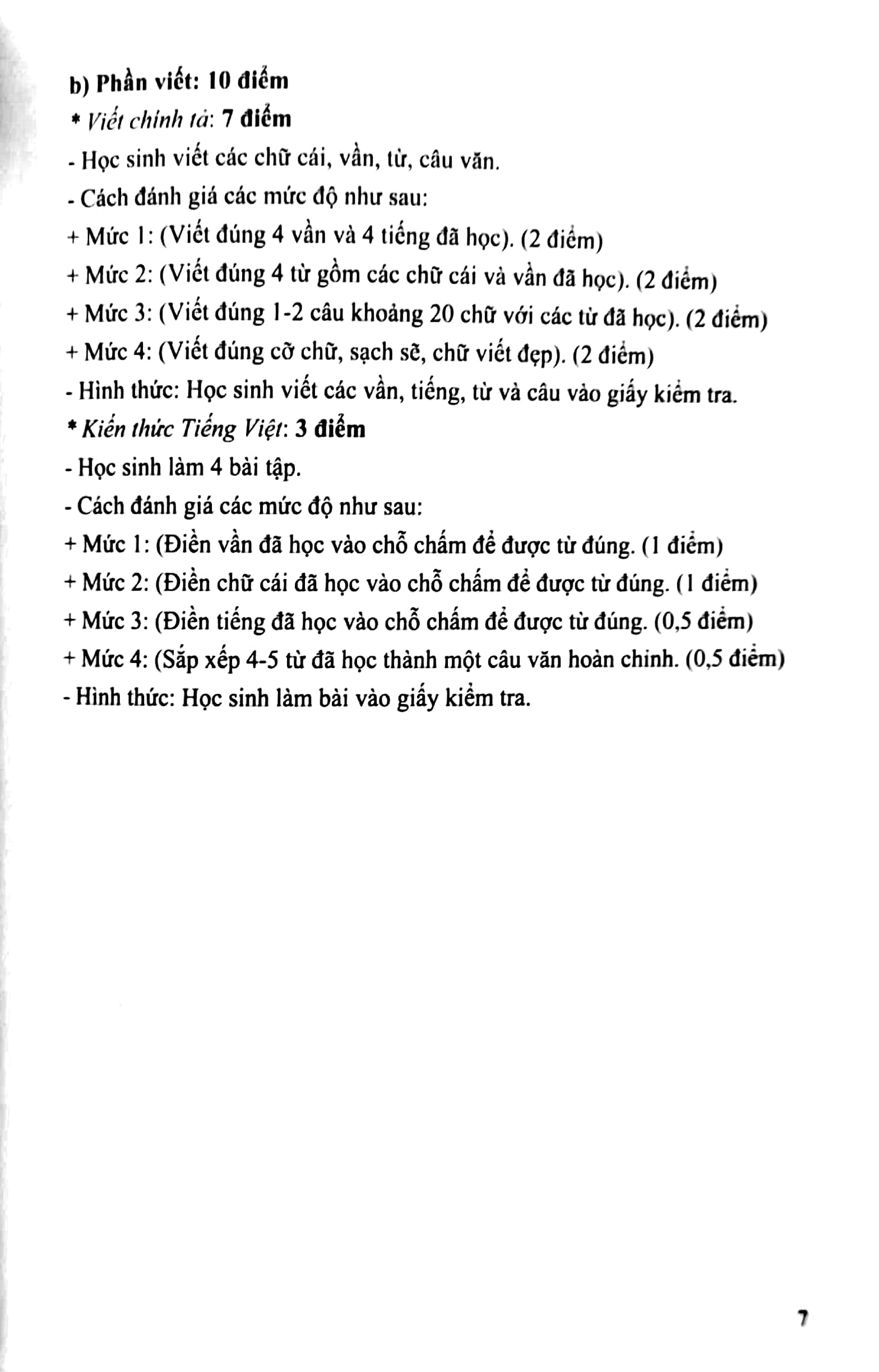 kiểm tra, đánh giá năng lực học sinh lớp 1 - môn tiếng việt (học kì 1)