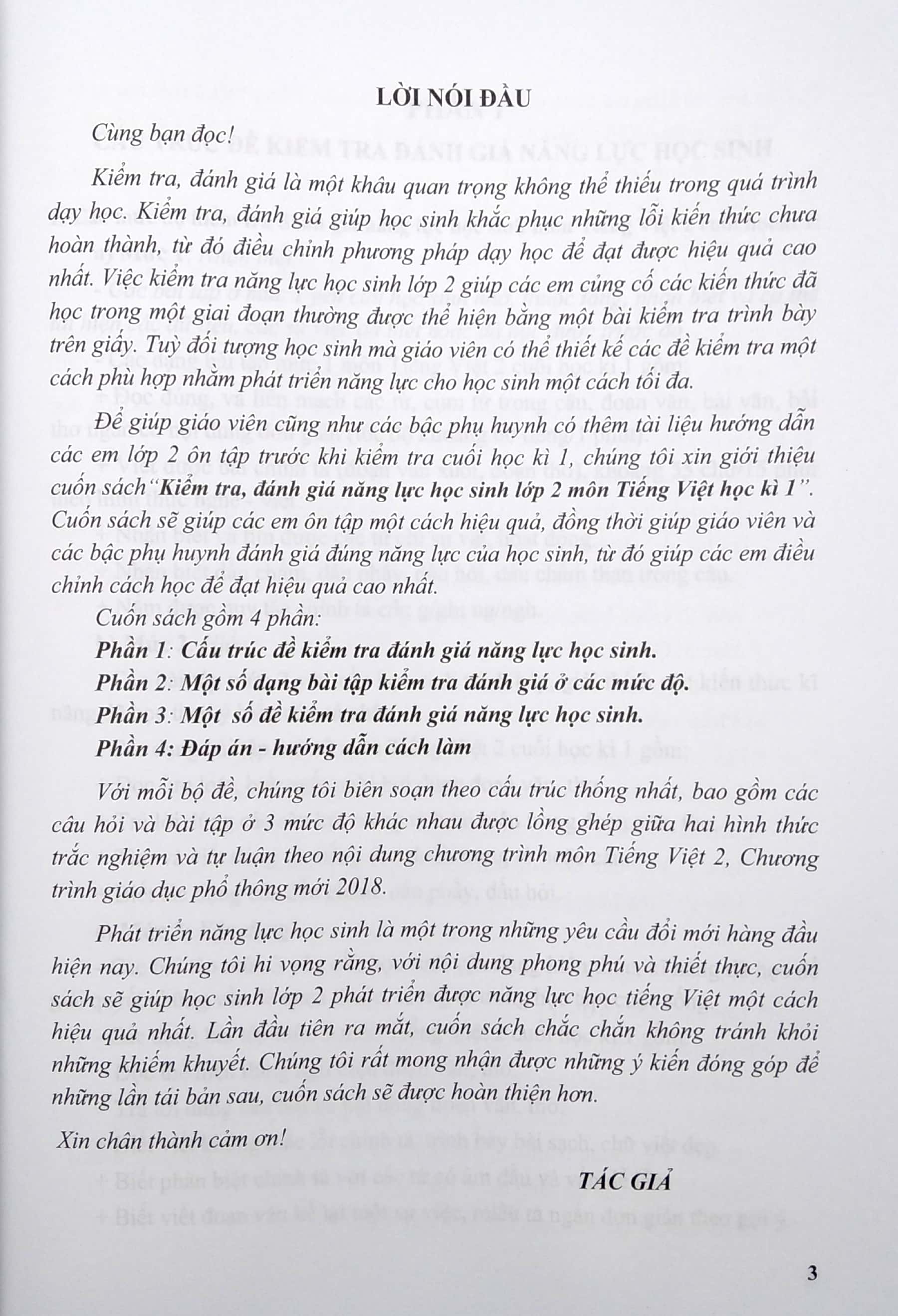 kiểm tra, đánh giá năng lực học sinh lớp 2 - môn tiếng việt - học kì 1