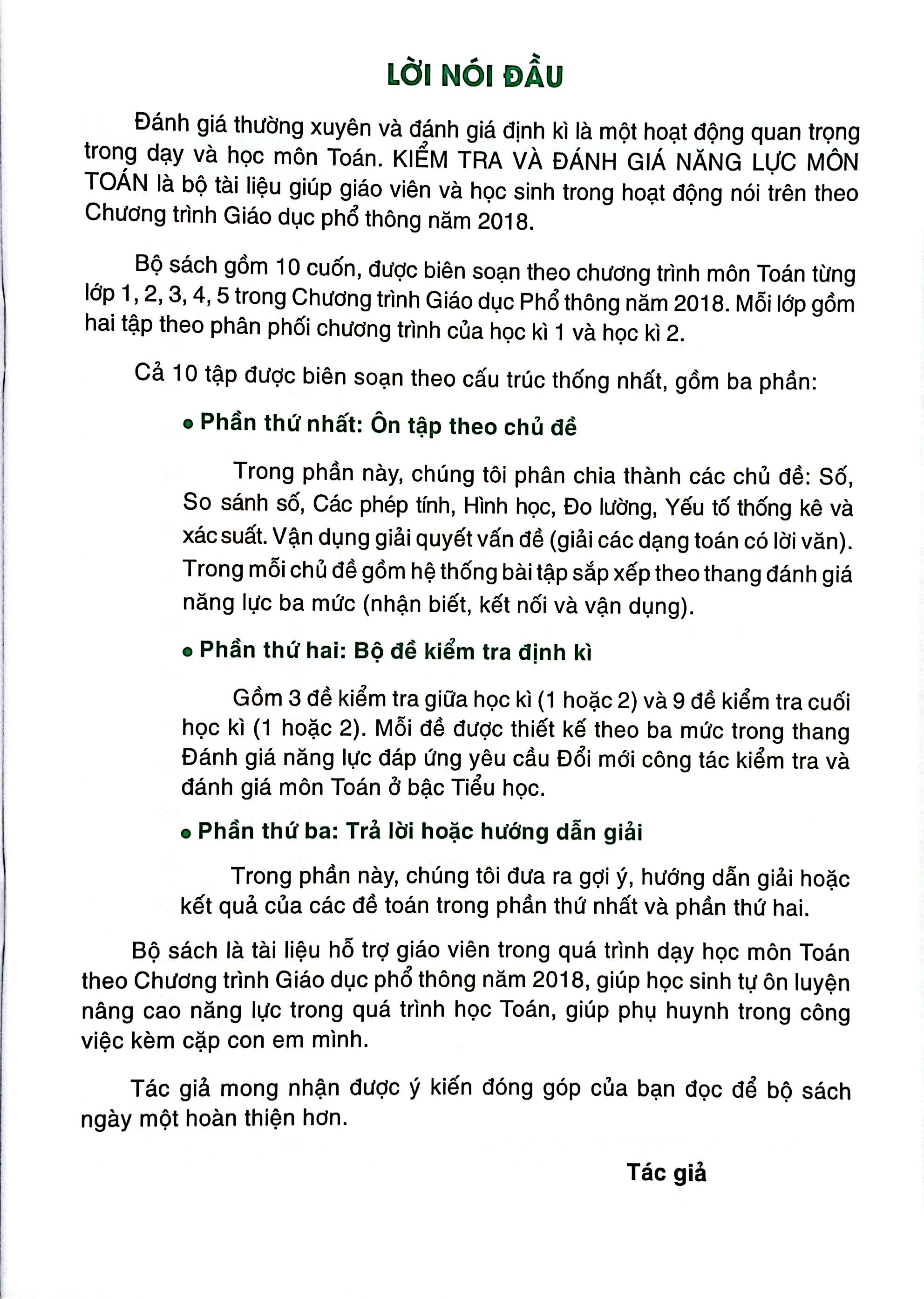 kiểm tra và đánh giá năng lực toán 4 - học kỳ 2 (biên soạn theo chương trình gdpt 2018)