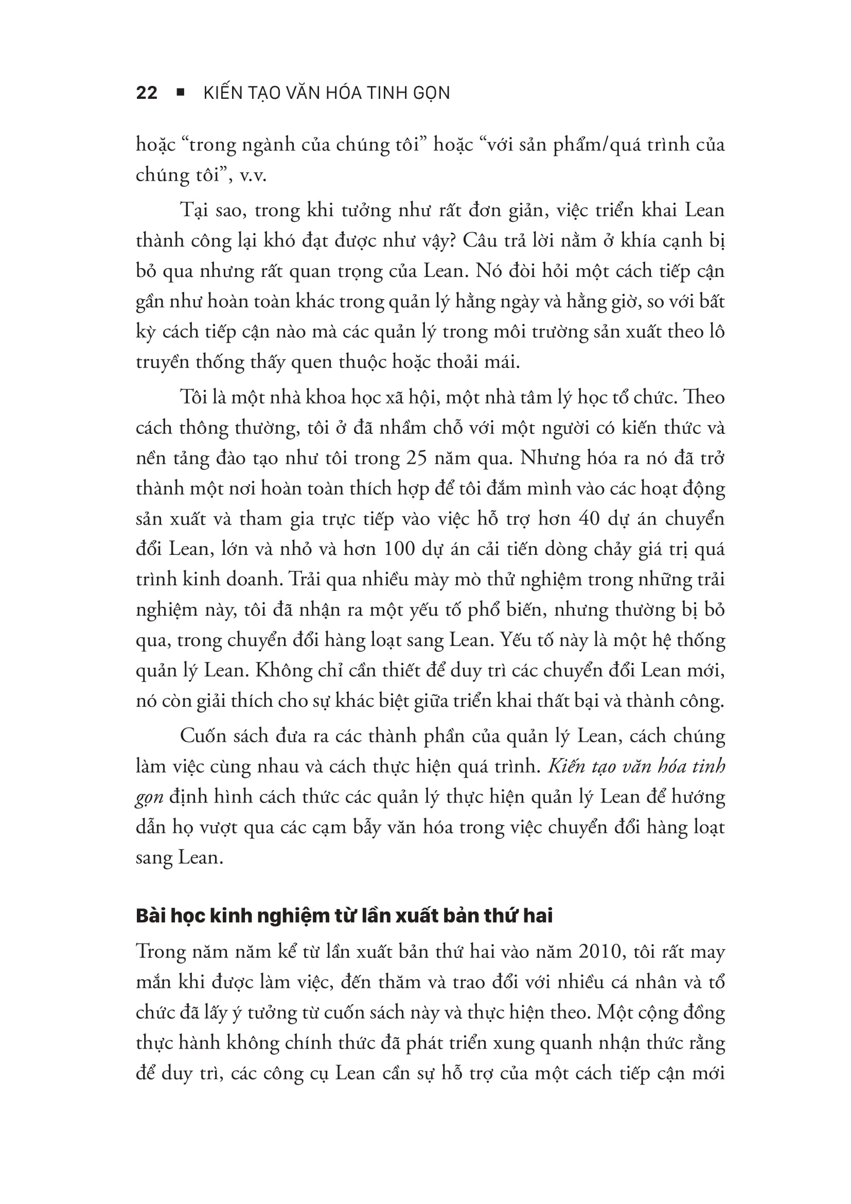 kiến tạo văn hóa tinh gọn - creating a lean culture