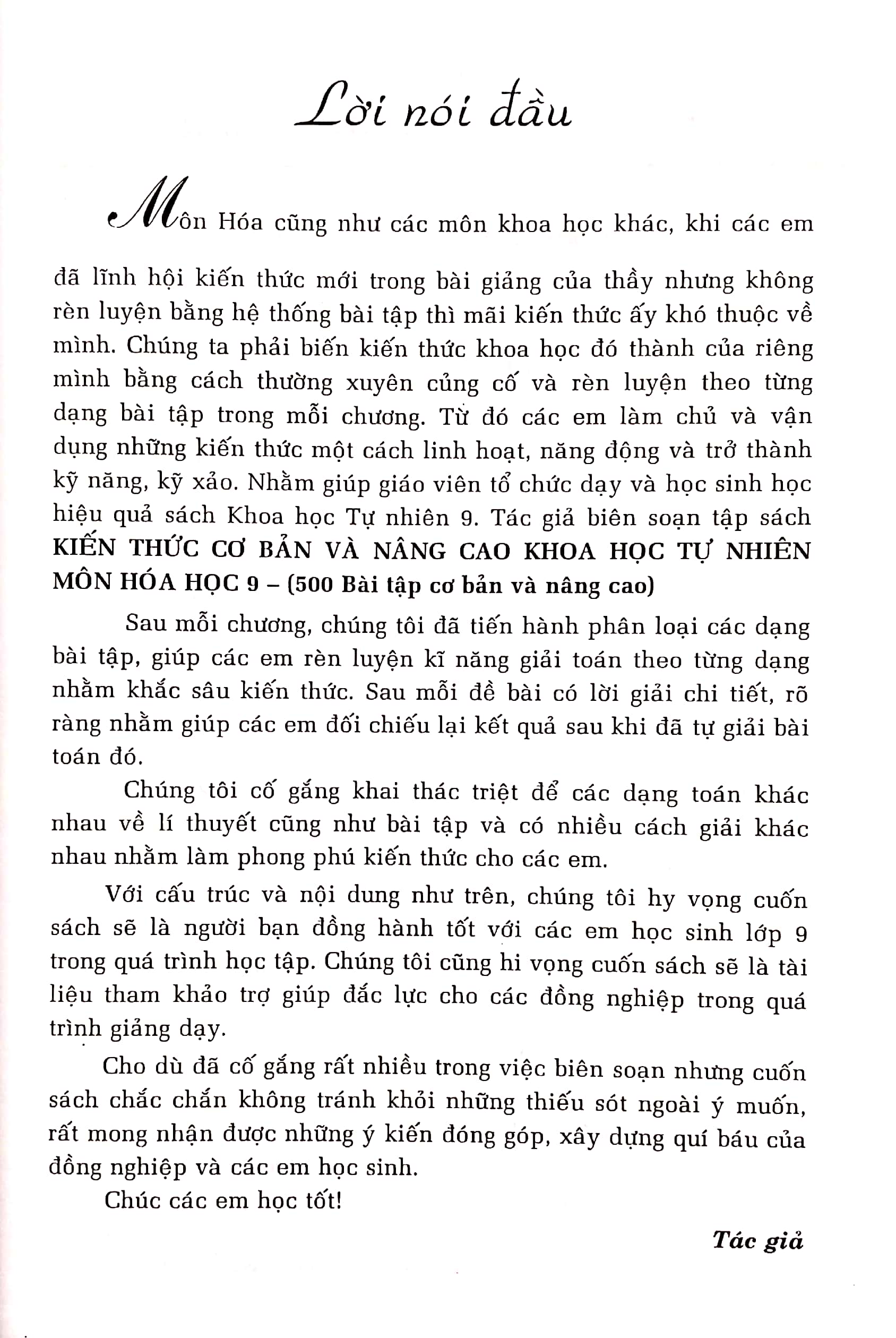 kiến thức cơ bản và nâng cao khoa học tự nhiên môn hóa học 9 (theo chương trình giáo dục phổ thông mới - dùng chung cho các bộ sgk hiện hành)