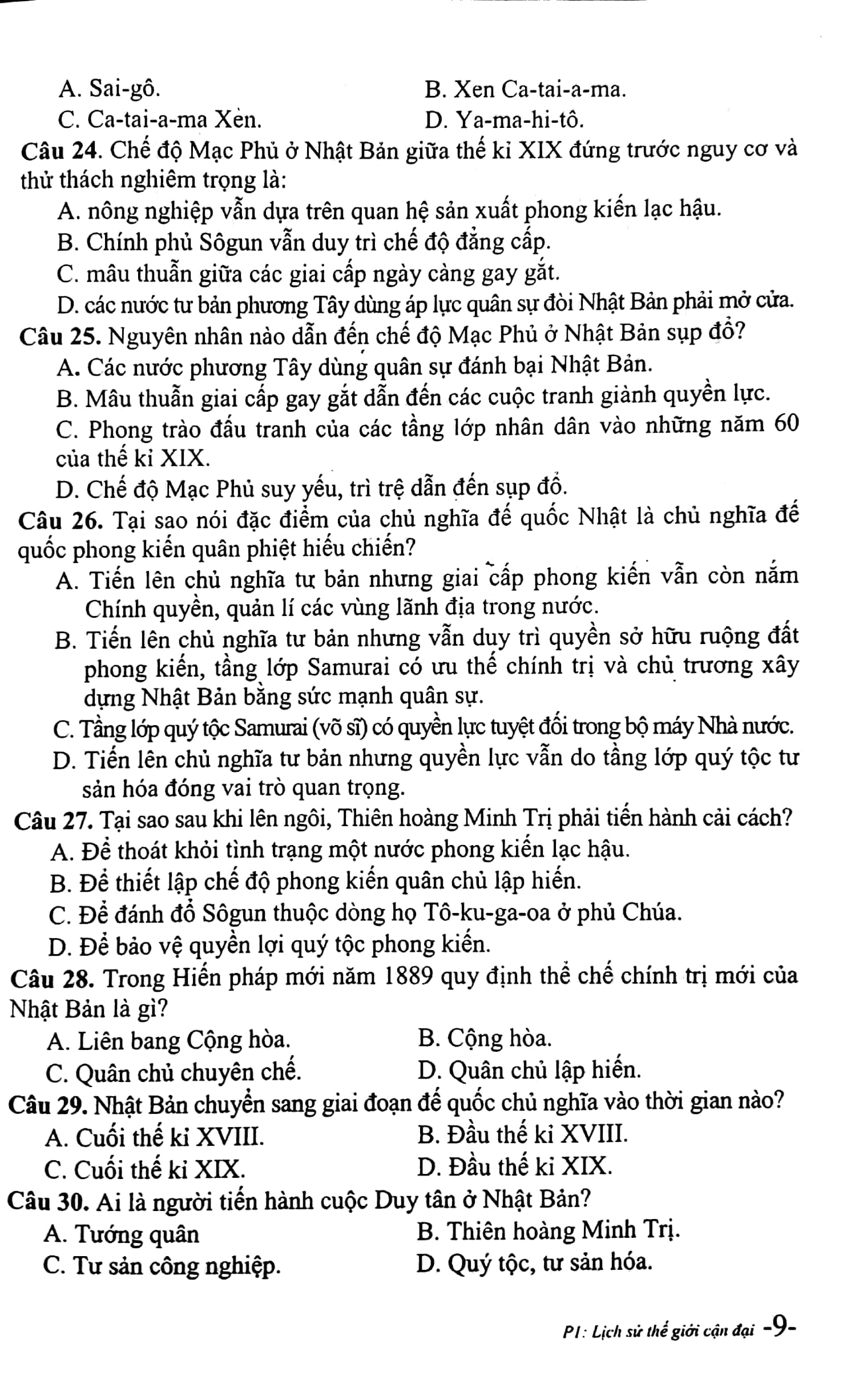 kiến thức trọng tâm và câu hỏi trắc nghiệm khách quan lịch sử 11