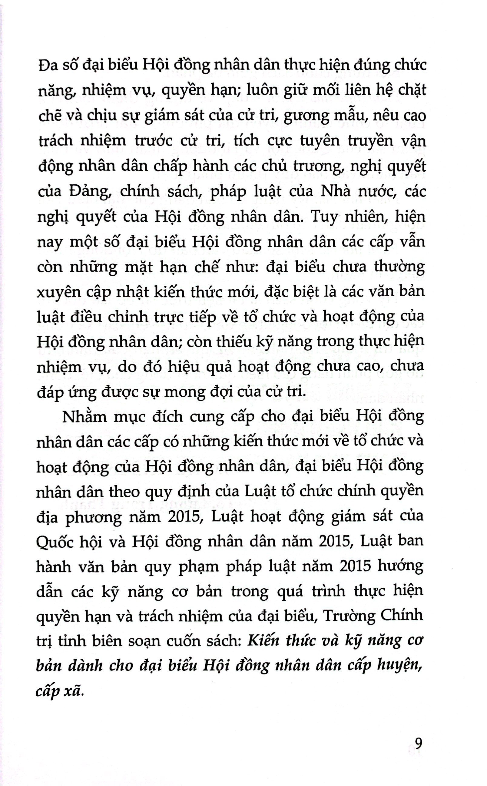 kiến thức và kỹ năng cơ bản dành cho đại biểu hội đồng nhân dân cấp huyện, cấp xã