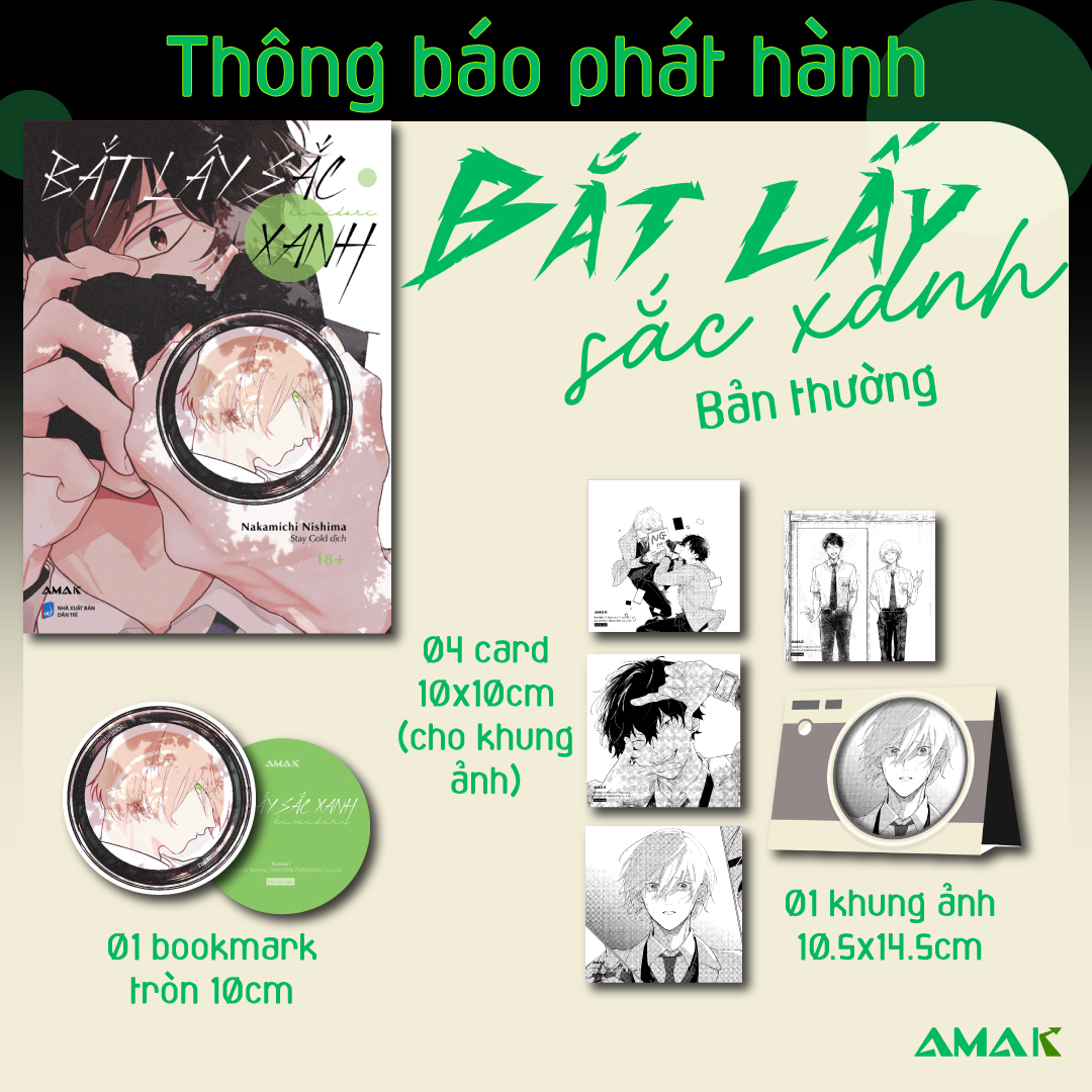 kimidori - bắt lấy sắc xanh - tặng kèm 1 bookmark tròn + 1 khung ảnh giấy + 4 card trưng bày