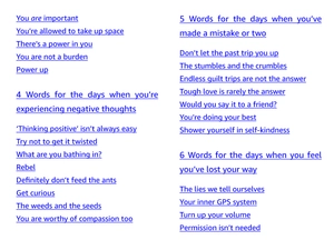 kind words for unkind days