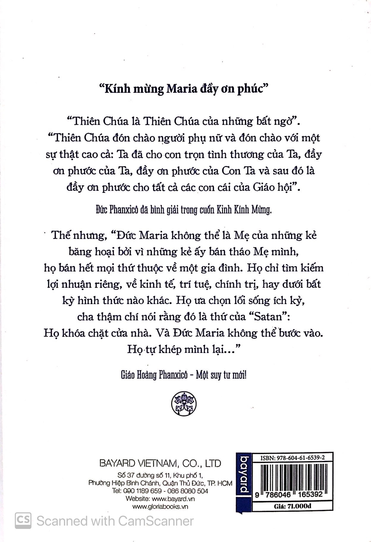 kinh kính mừng - một suy tư mới của đức giáo hoàng phanxicô