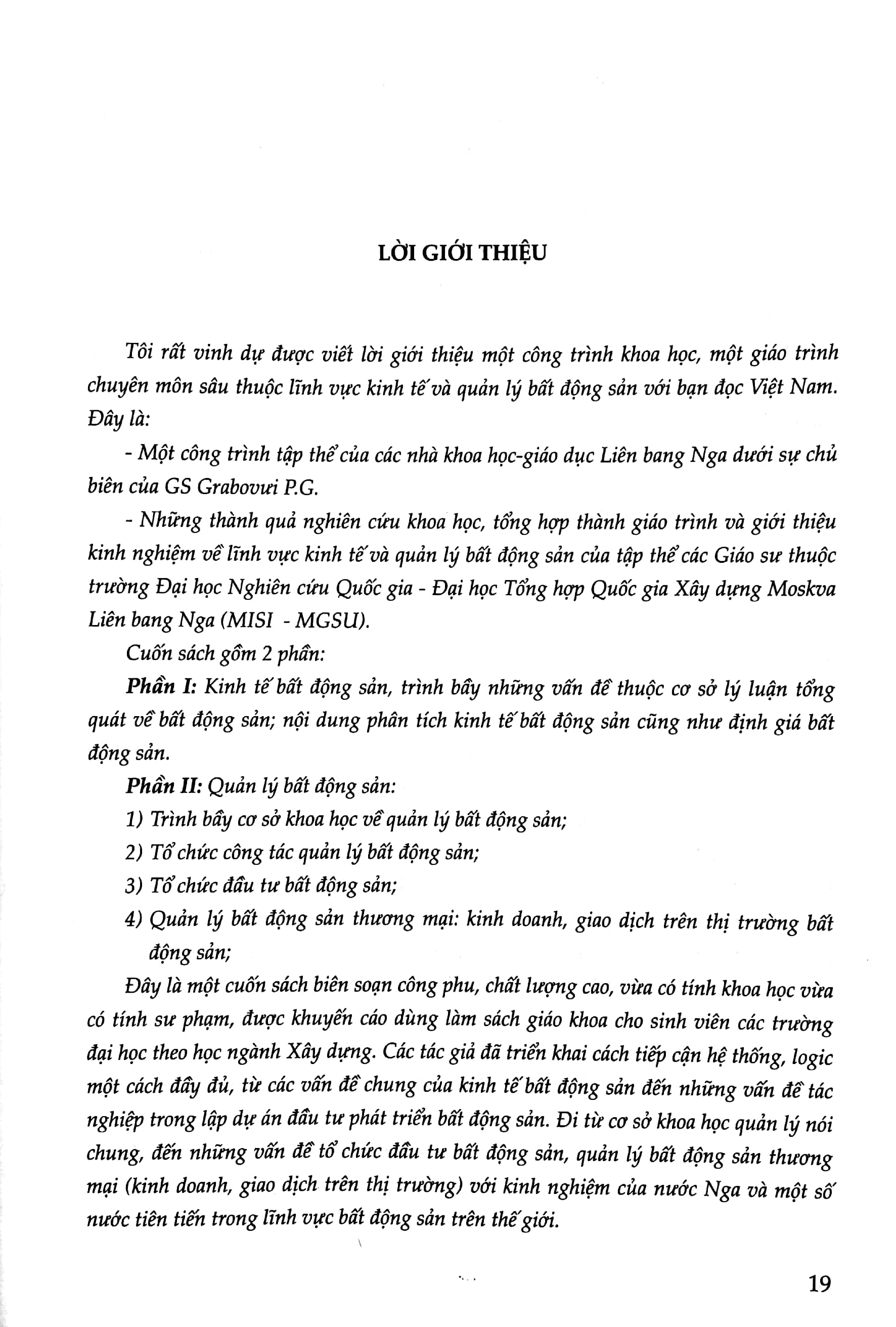 kinh tế và quản lý bất động sản - giáo trình dịch từ tiếng nga sang tiếng việt xuất bản lần thứ 2, sửa chữa và bổ sung